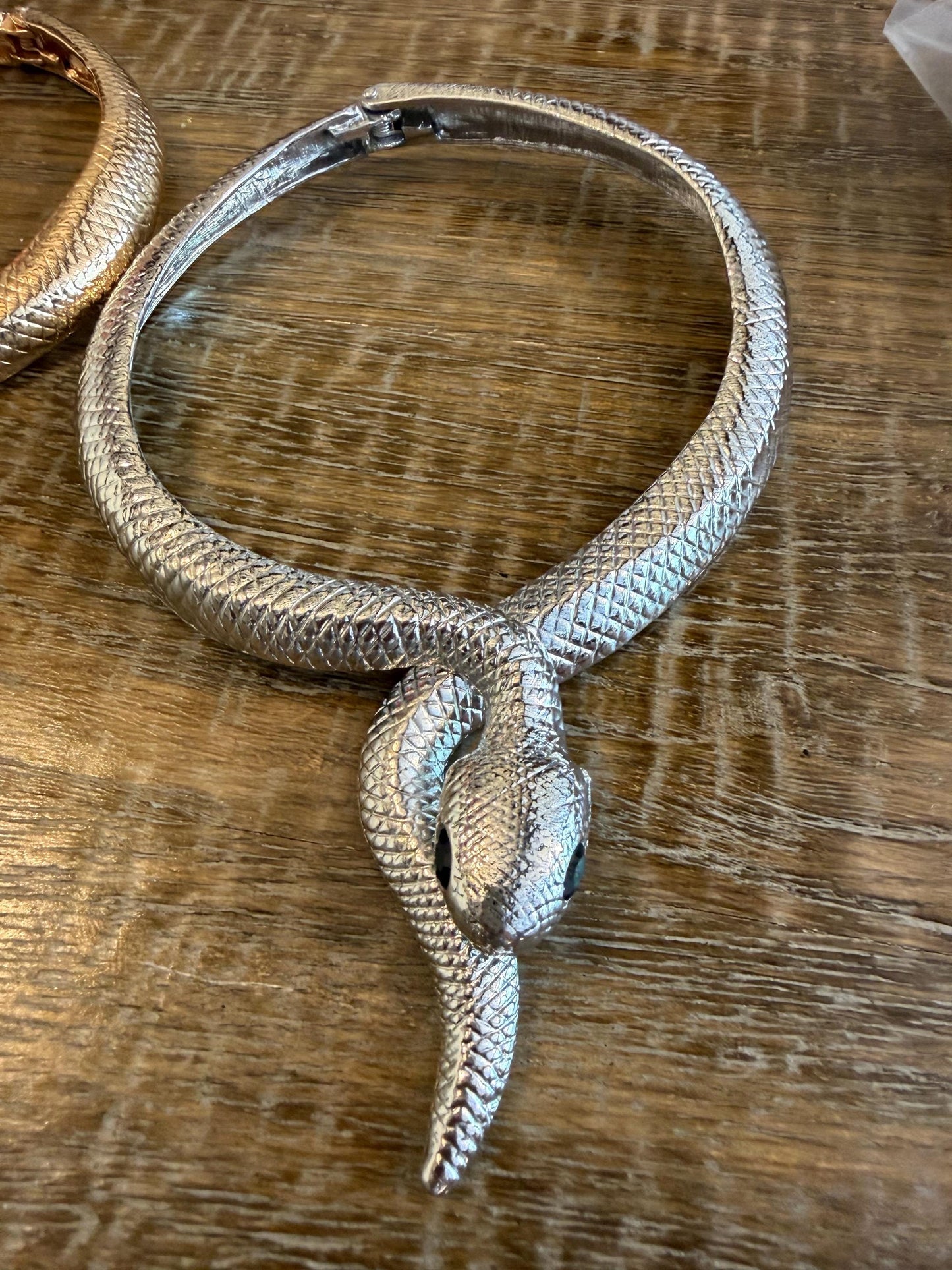 Snake Choker Necklace, Premium Gold or Silver, Solid Metal Elegant Choker