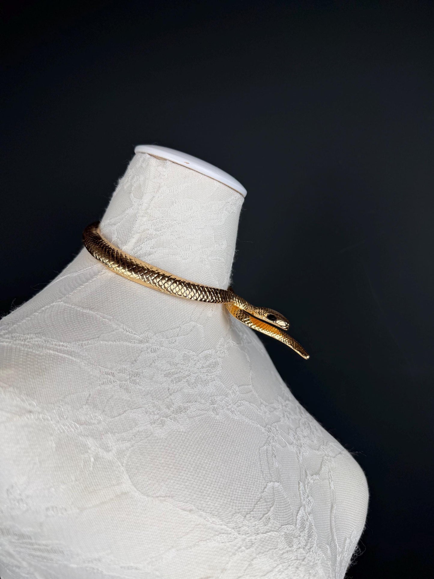 Snake Choker Necklace, Premium Gold or Silver, Solid Metal Elegant Choker
