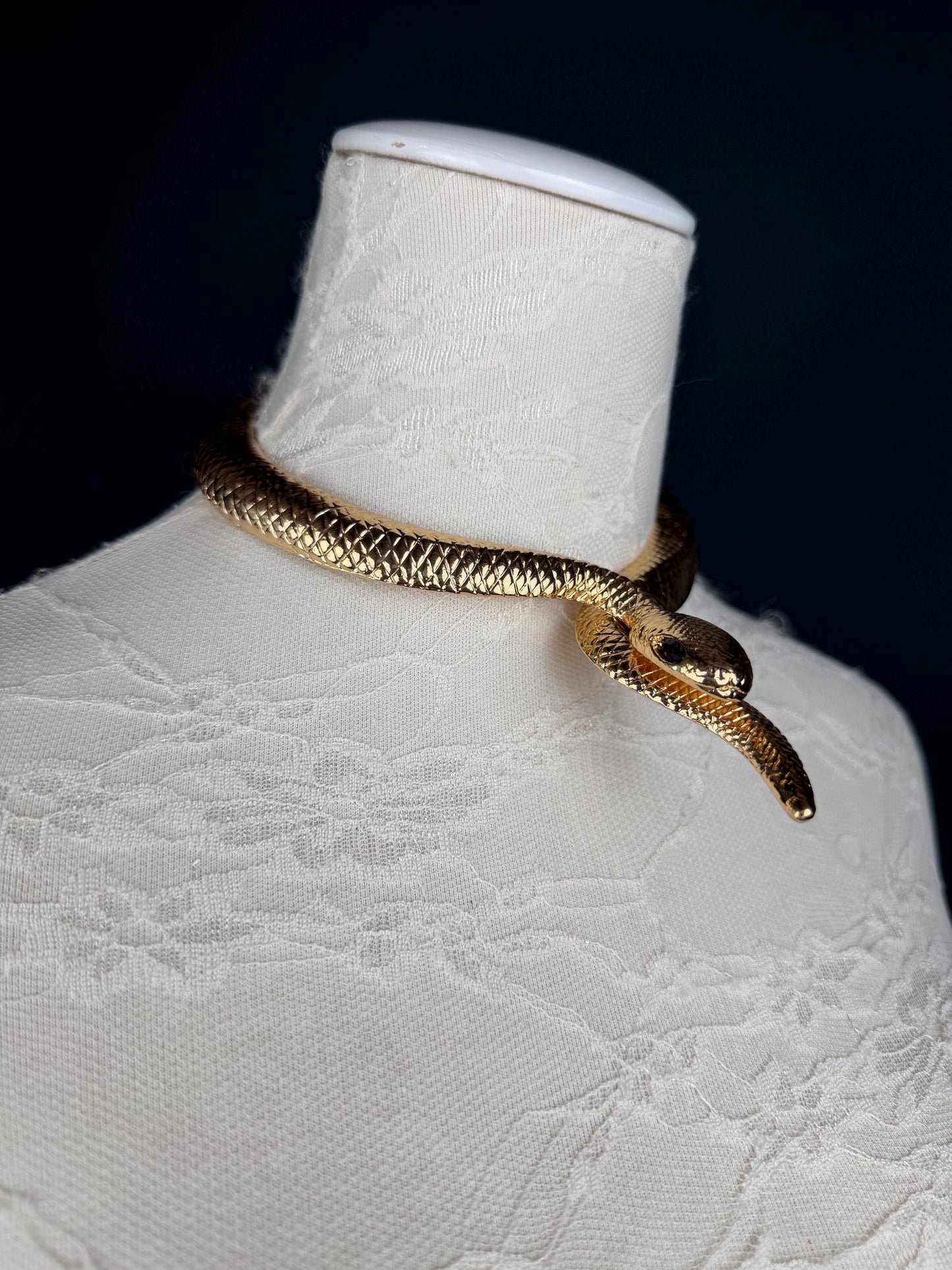 Snake Choker Necklace, Premium Gold or Silver, Solid Metal Elegant Choker