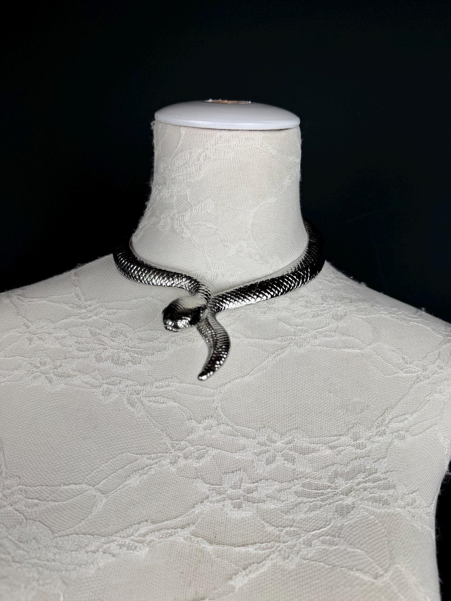 Snake Choker Necklace, Premium Gold or Silver, Solid Metal Elegant Choker