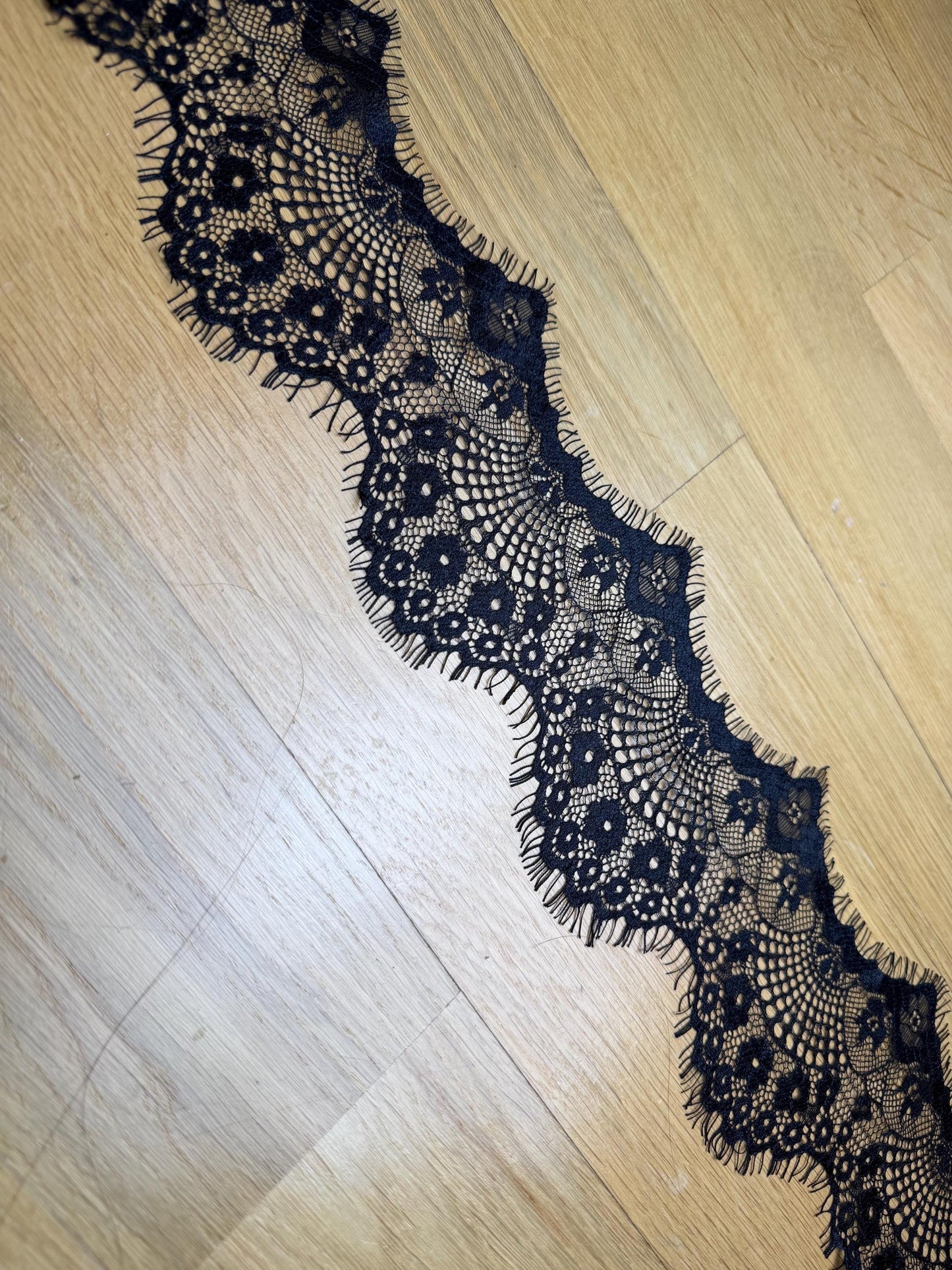 Black Eyelash Lace Trim, 4.5" Wide, Sewing Craft