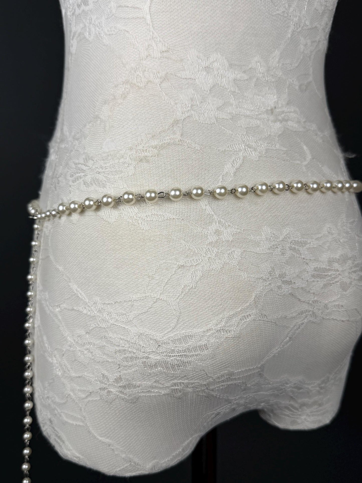X-long Pearl Belt, Belt, Quality Pearls, Teen Sizes, Sizes 18”-60”, Fan Design, Fan Collection, Bridal, Prom, Swimwear, Fashion Accessory