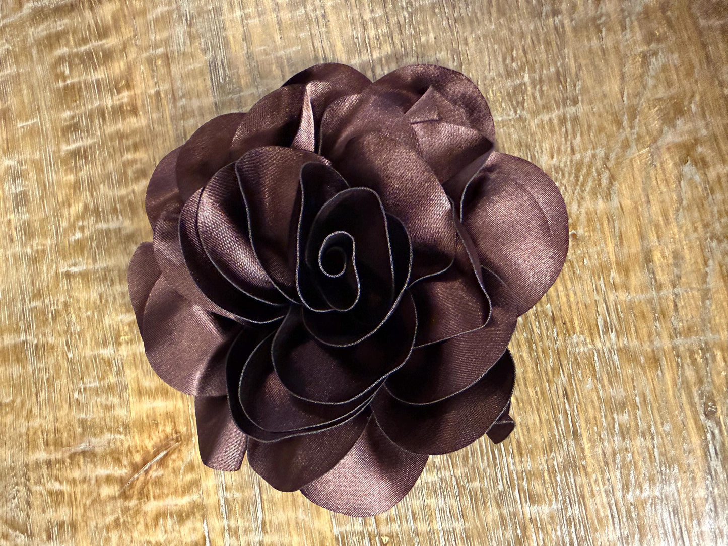 Large Brown  Handmade Satin Corsage Flower, 8 inch, 14 Colour Options