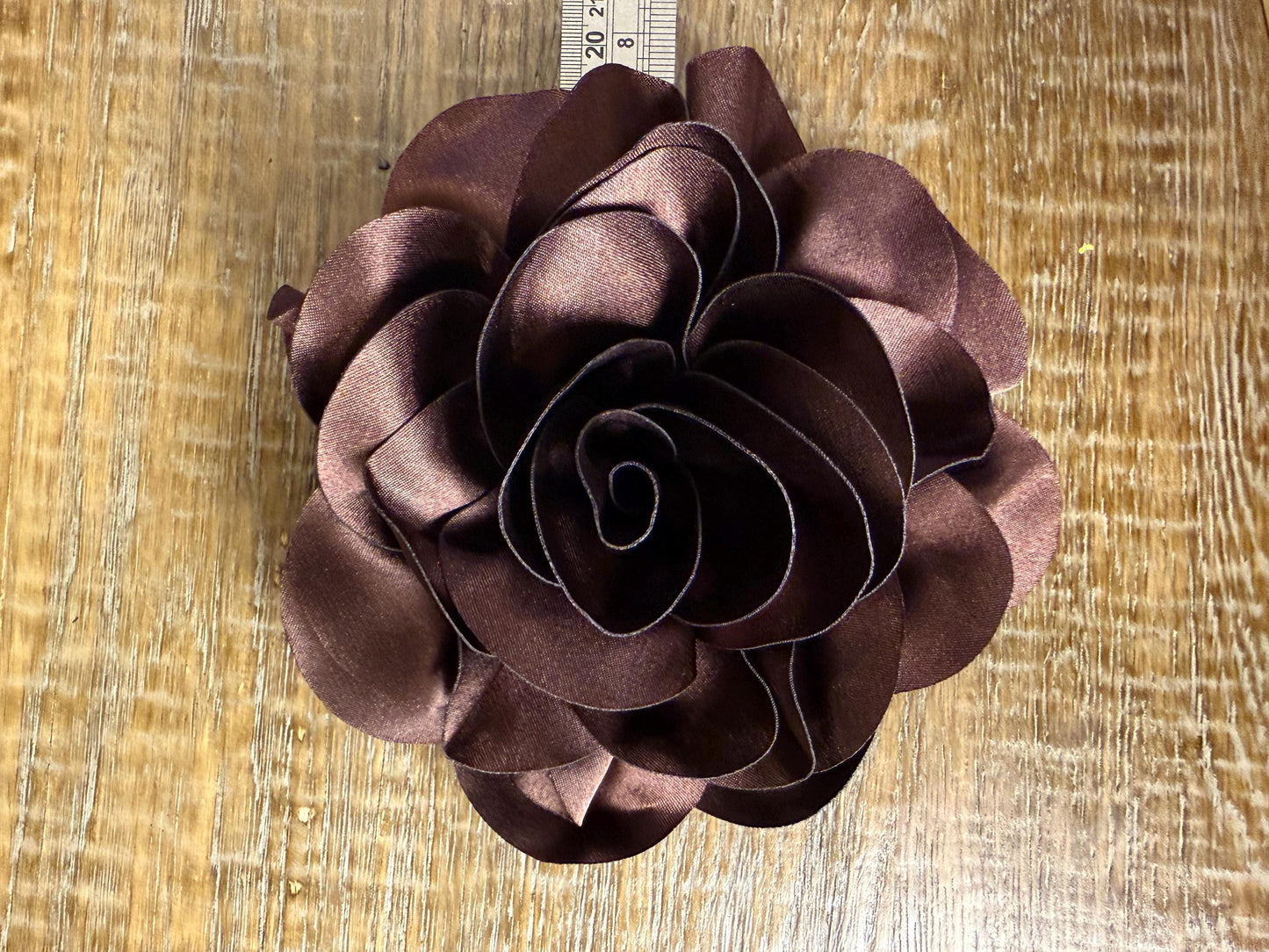 Large Brown  Handmade Satin Corsage Flower, 8 inch, 14 Colour Options