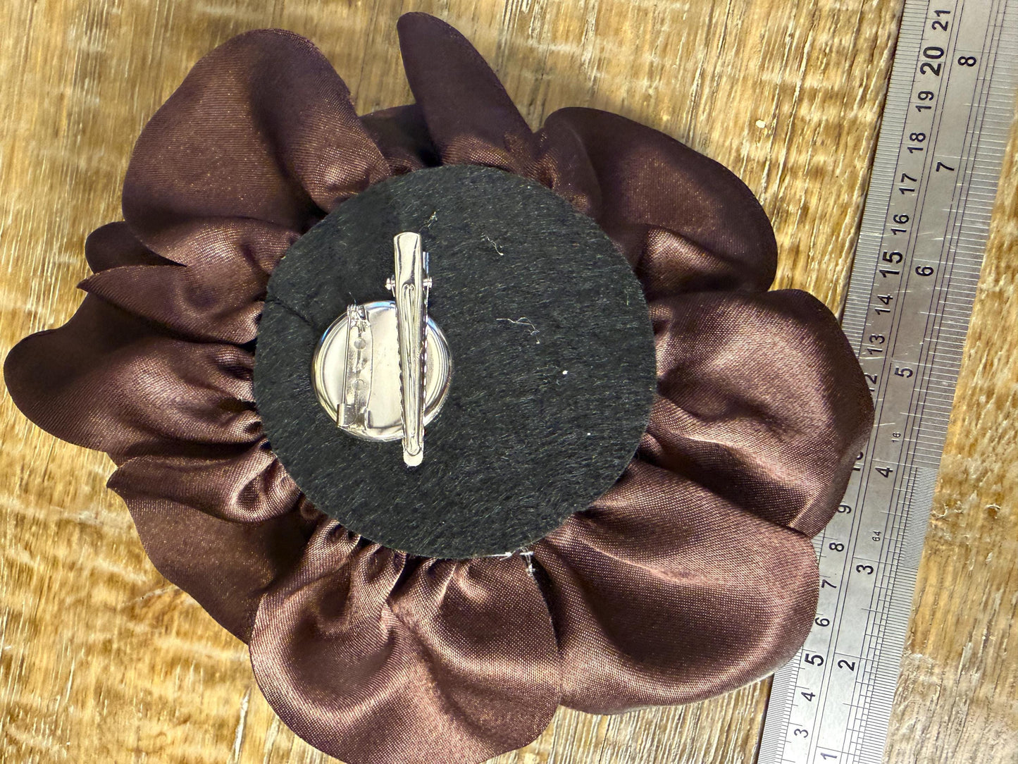 Large Brown  Handmade Satin Corsage Flower, 8 inch, 14 Colour Options
