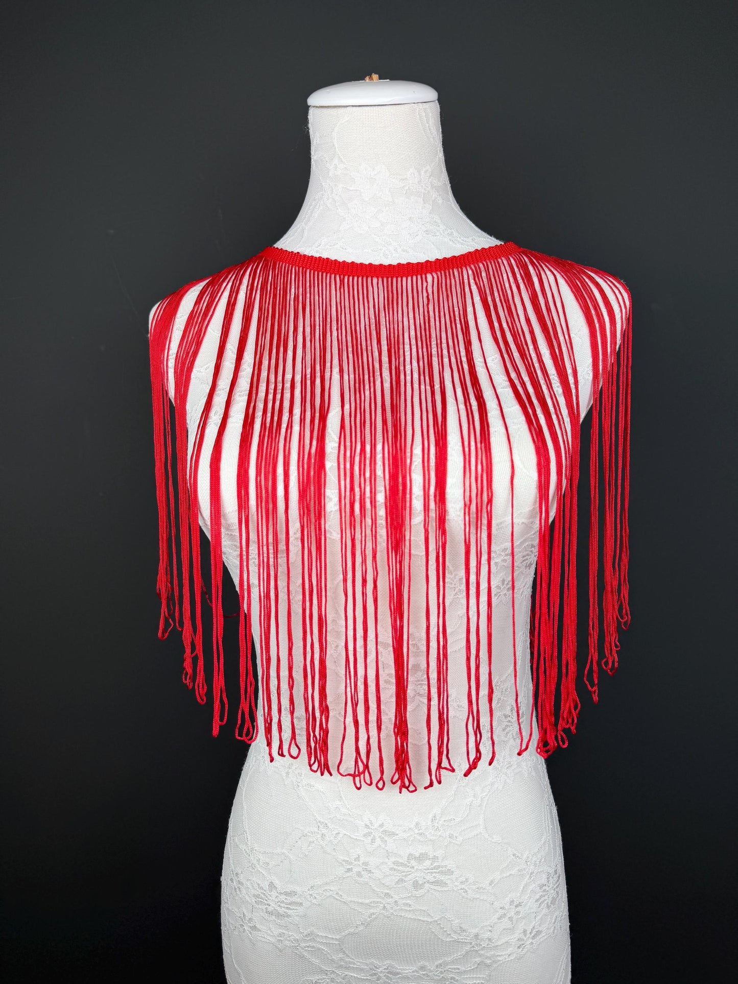15” Long Red Fringe, Looped Fringe, 38cm Long Drop, High Quality Dense Fringe