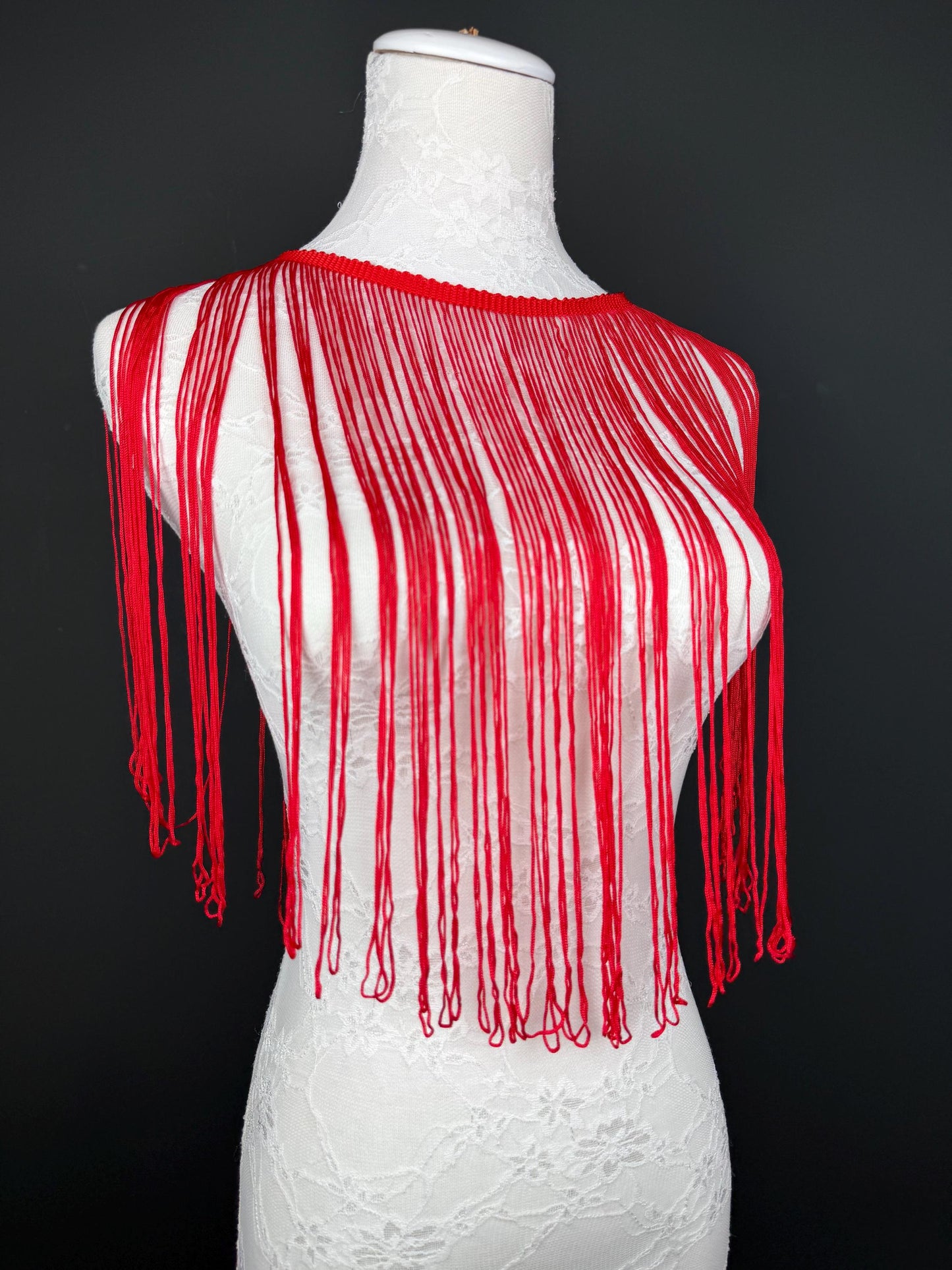 15” Long Red Fringe, Looped Fringe, 38cm Long Drop, High Quality Dense Fringe