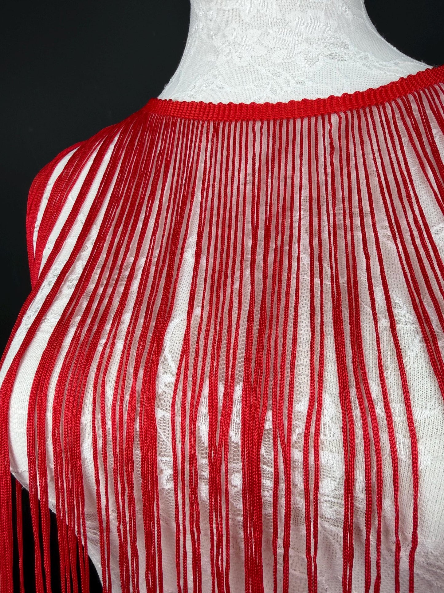 15” Long Red Fringe, Looped Fringe, 38cm Long Drop, High Quality Dense Fringe