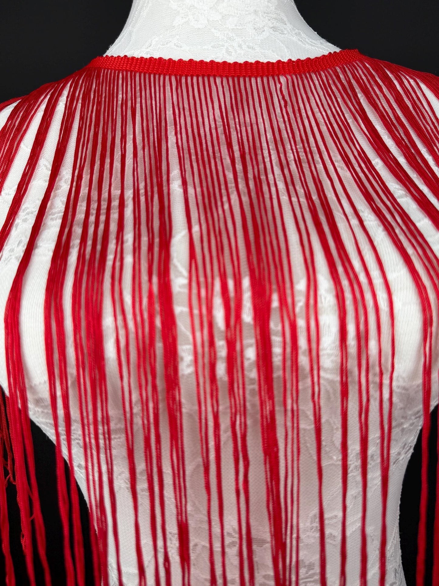 15” Long Red Fringe, Looped Fringe, 38cm Long Drop, High Quality Dense Fringe