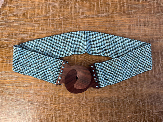 Blue Handmade Bohemian Beaded Elastic Belt - Two Colours