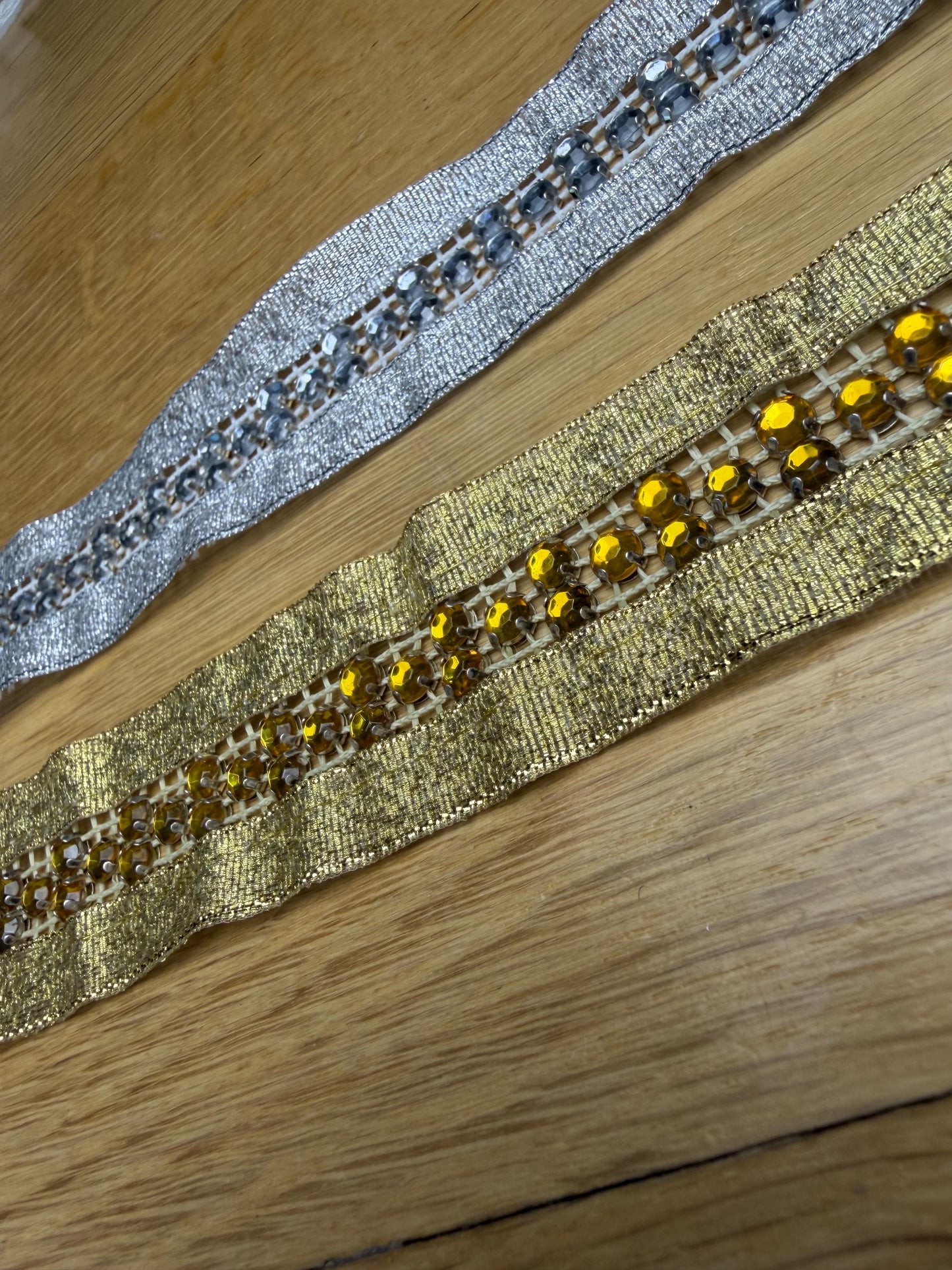Jewel Tape, Jewel Trim, Sew on Jewels, Silver, Gold
