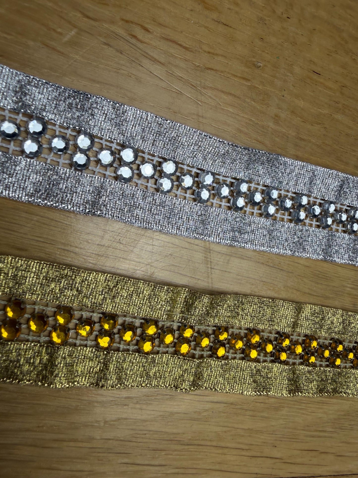 Jewel Tape, Jewel Trim, Sew on Jewels, Silver, Gold