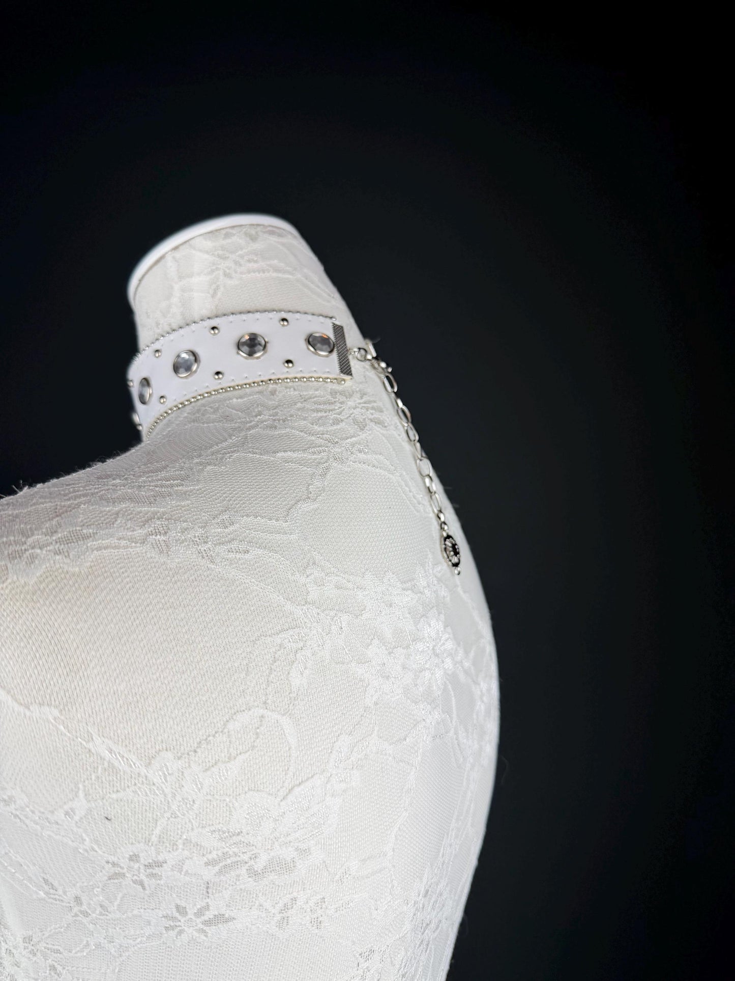 Choker, Jewel Studded Choker Necklace, White, Handmade