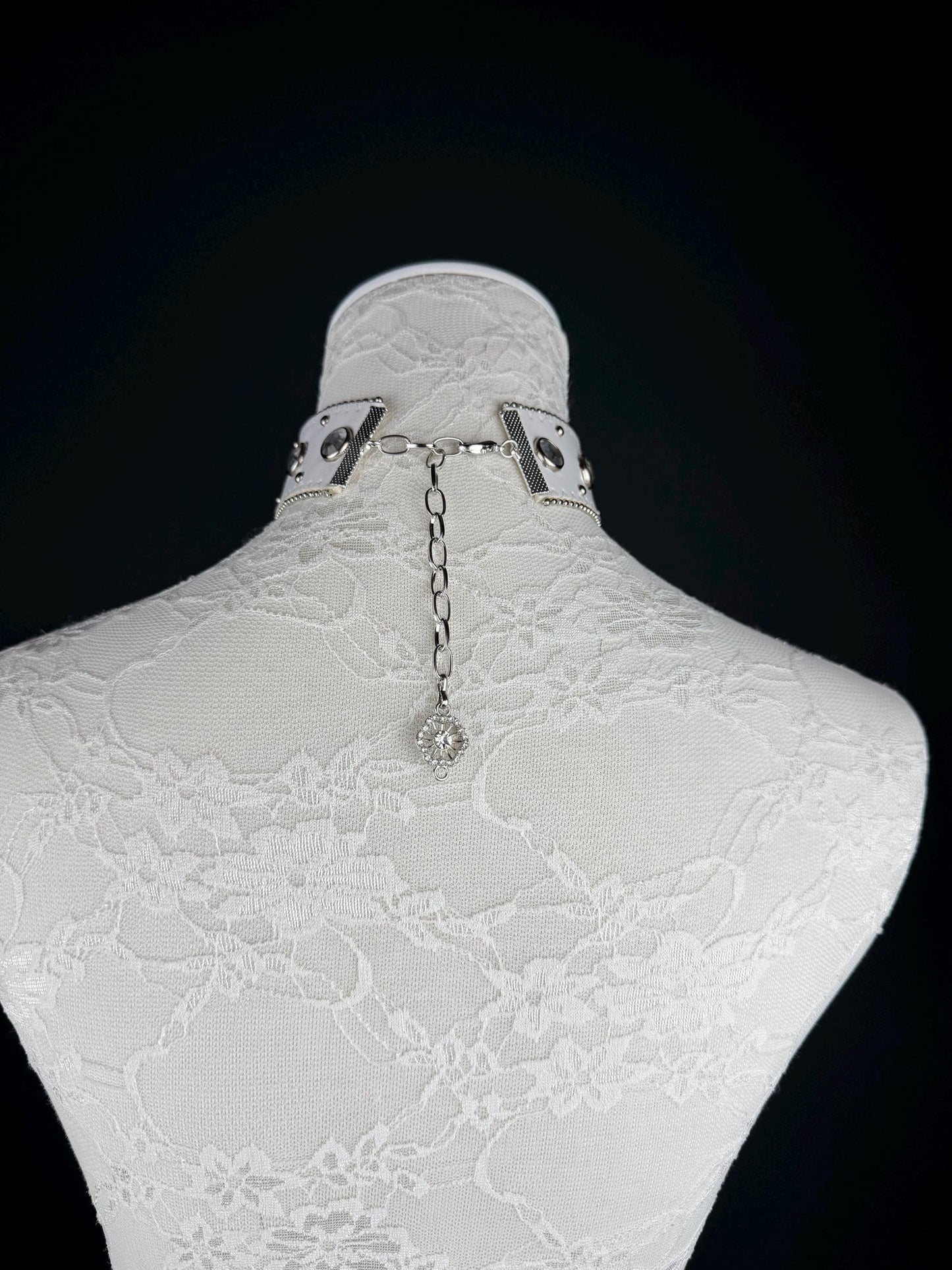 Choker, Jewel Studded Choker Necklace, White, Handmade