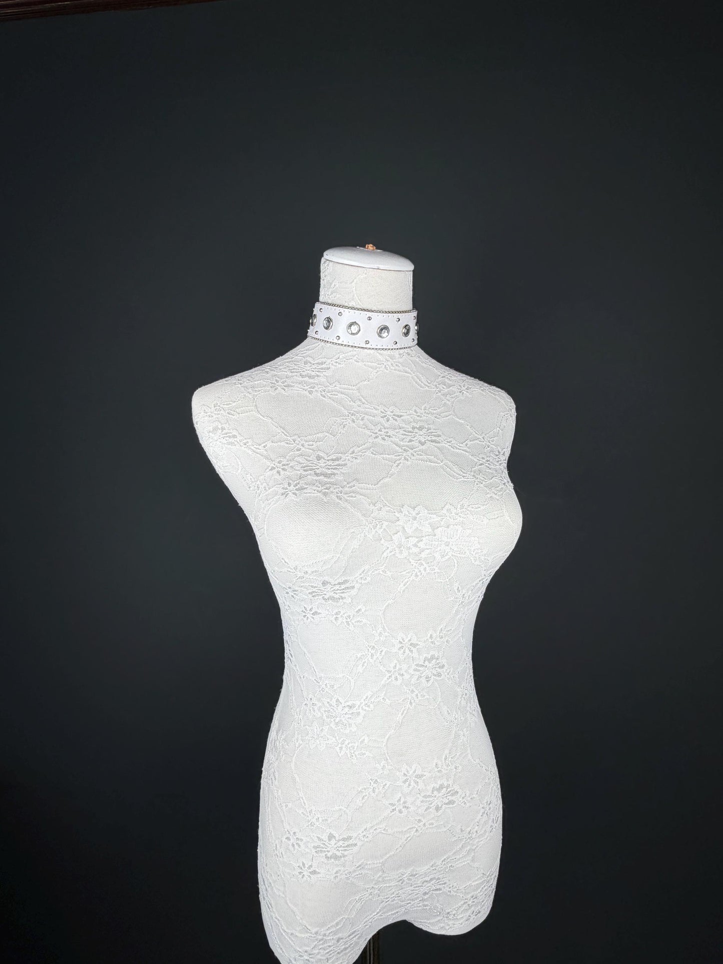 Choker, Jewel Studded Choker Necklace, White, Handmade