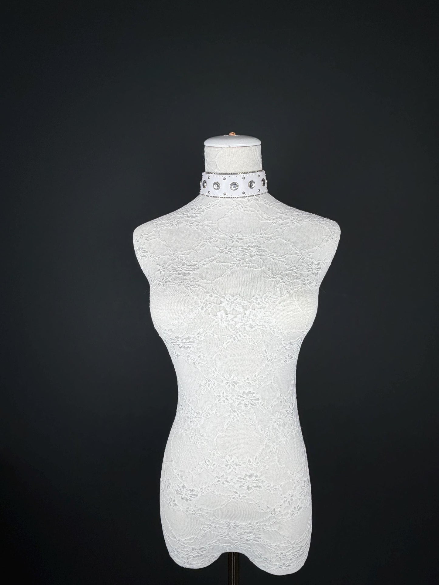 Choker, Jewel Studded Choker Necklace, White, Handmade