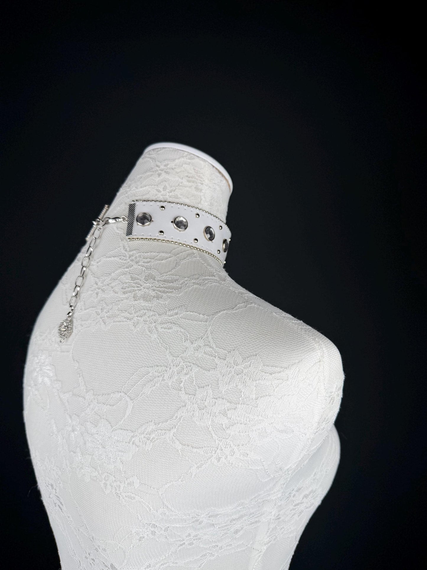 Choker, Jewel Studded Choker Necklace, White, Handmade