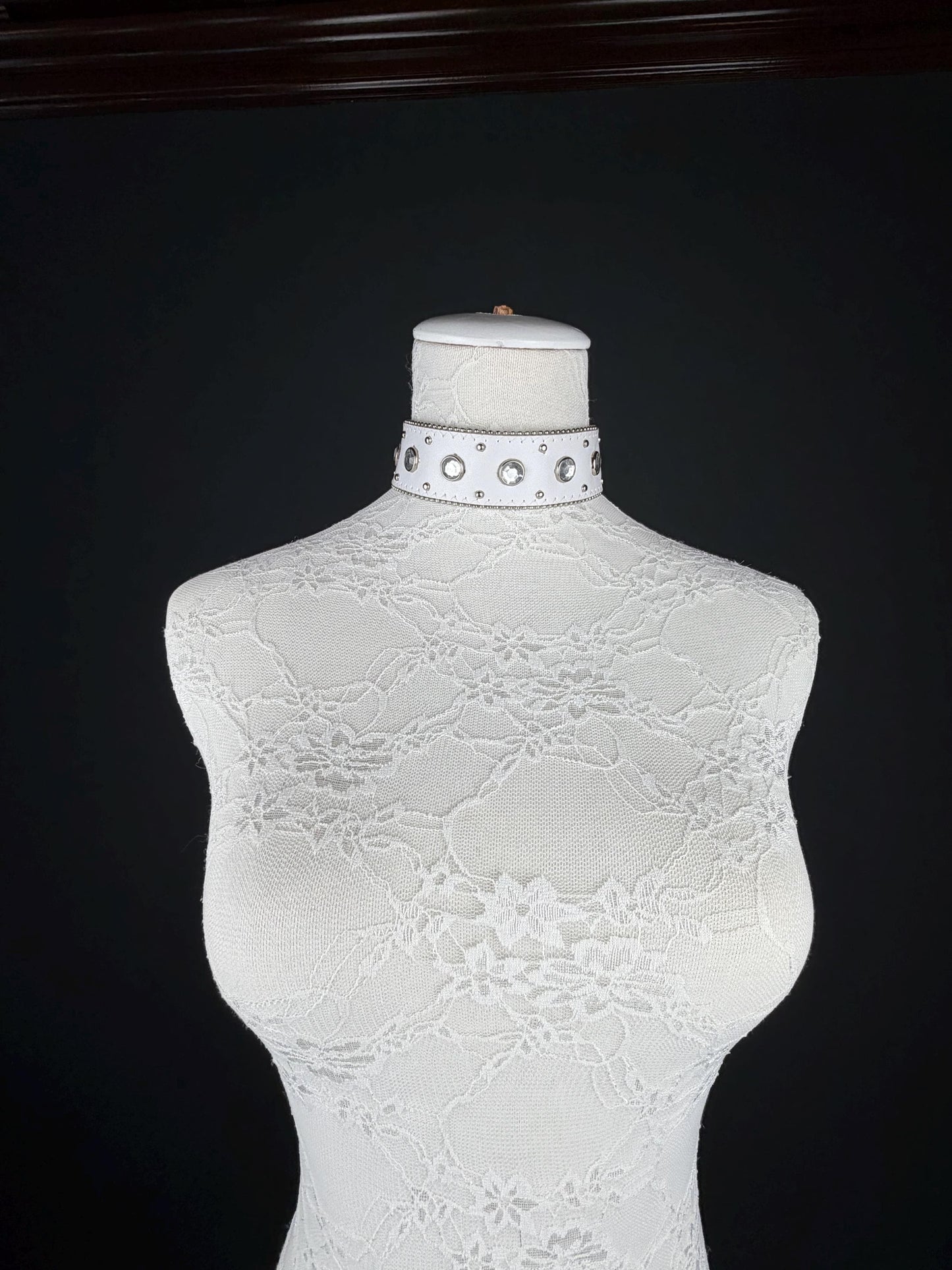 Choker, Jewel Studded Choker Necklace, White, Handmade