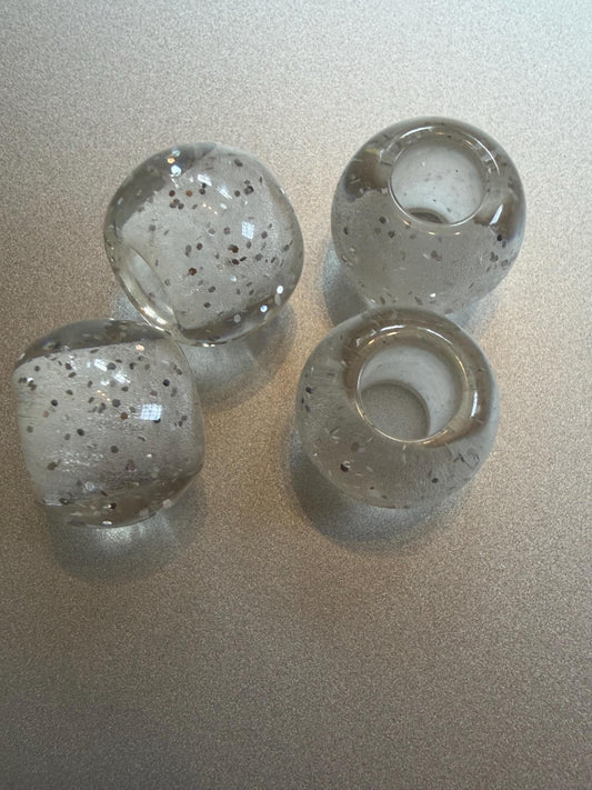 Beads, Silver Glitter Beads