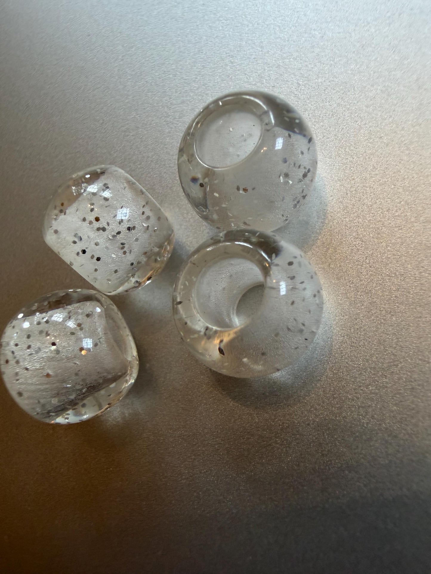 Beads, Silver Glitter Beads
