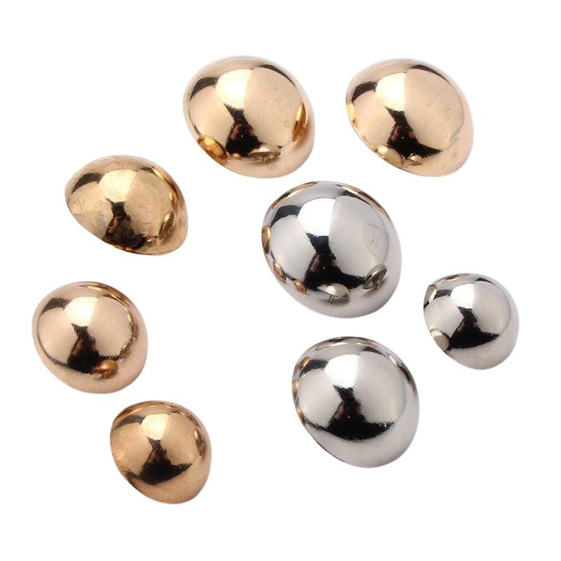 6pcs Metal Dome Buttons, Silver, Gold, 4 sizes