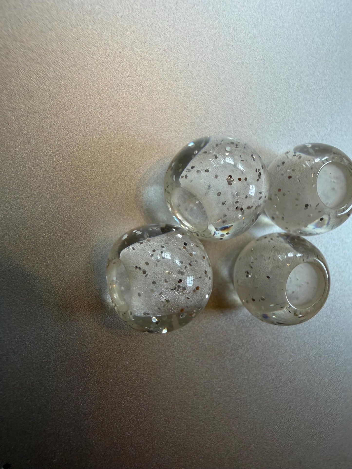 Beads, Silver Glitter Beads