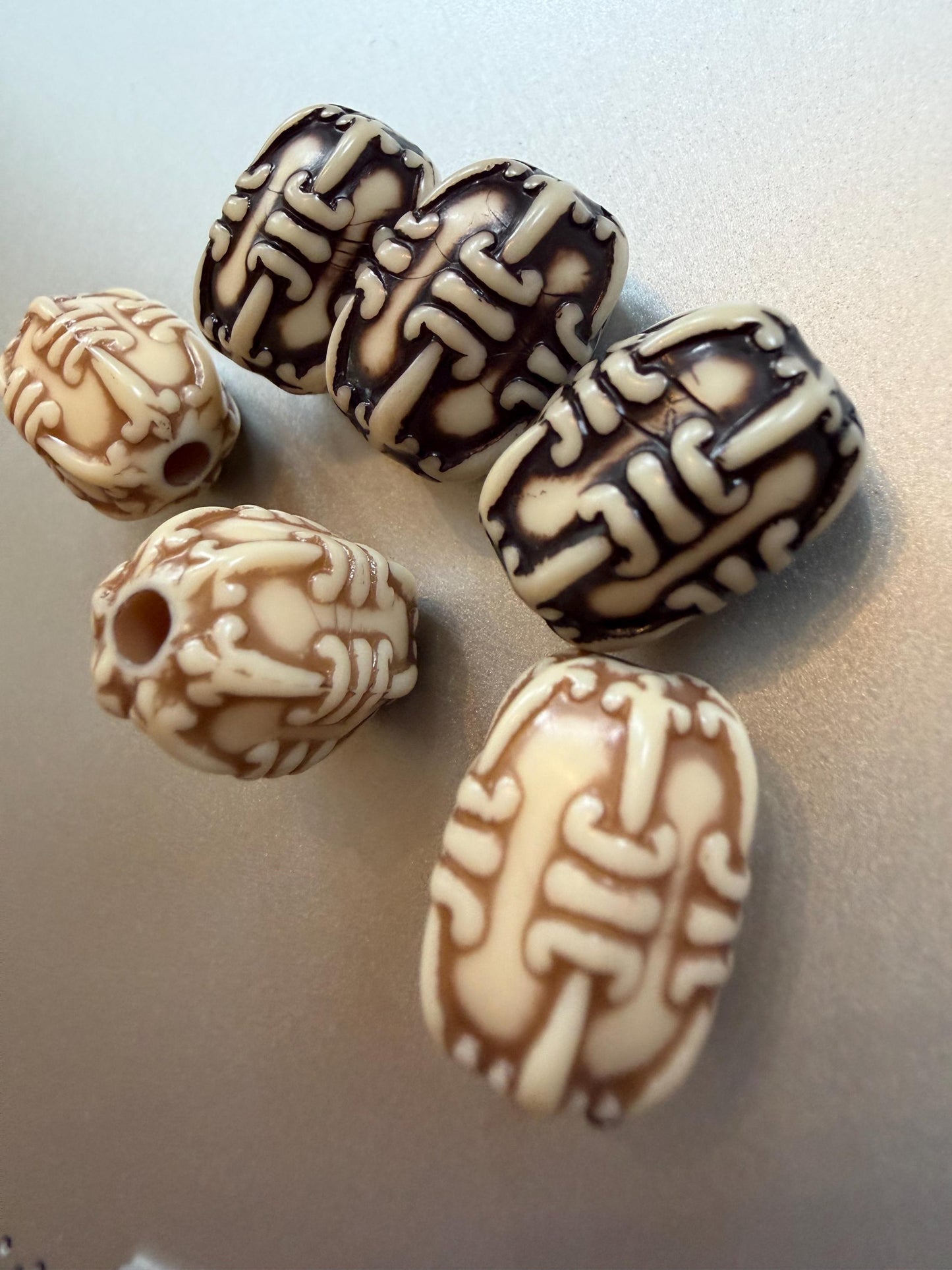 Beads, Wood effect beads, Mock wood beads