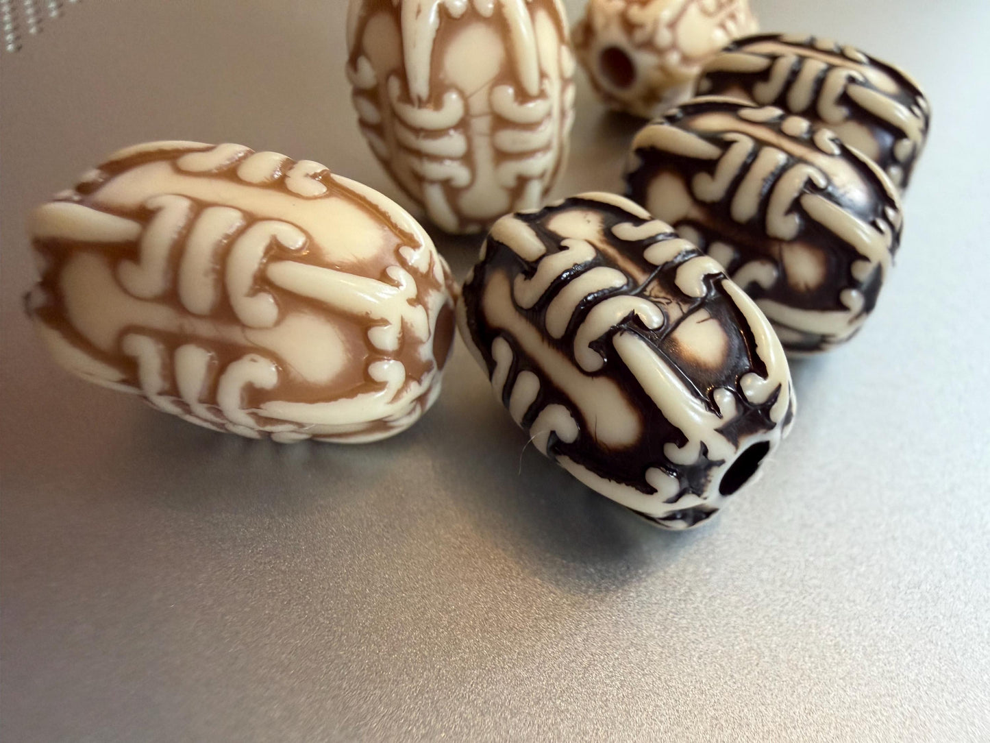 Beads, Wood effect beads, Mock wood beads