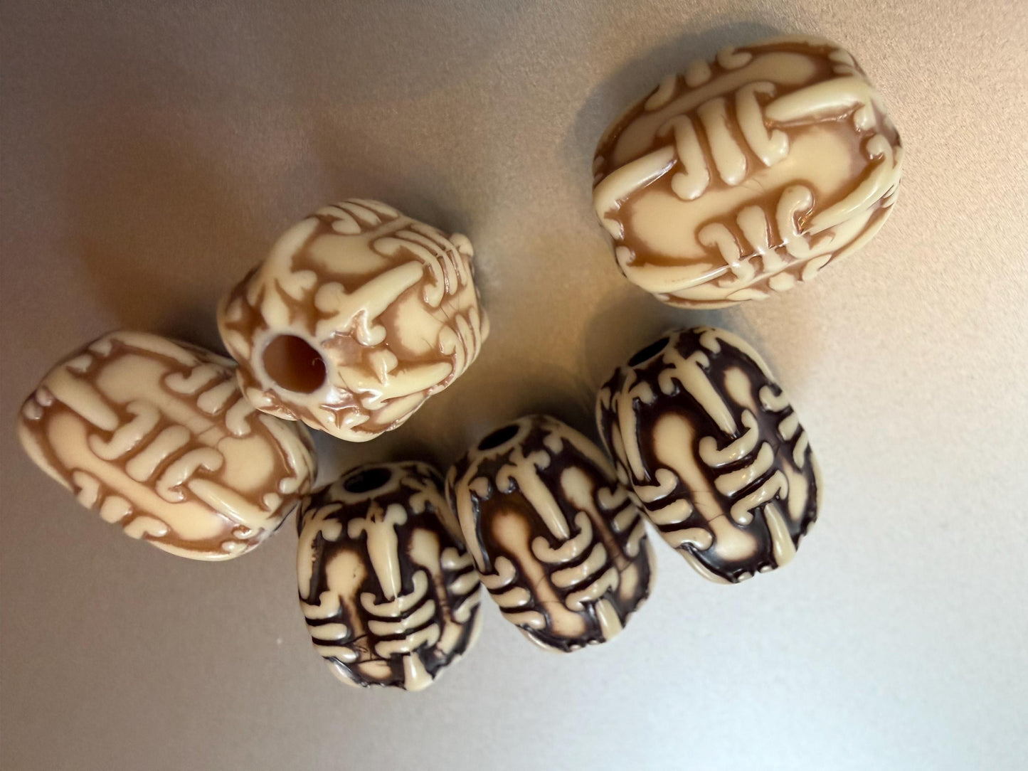 Beads, Wood effect beads, Mock wood beads