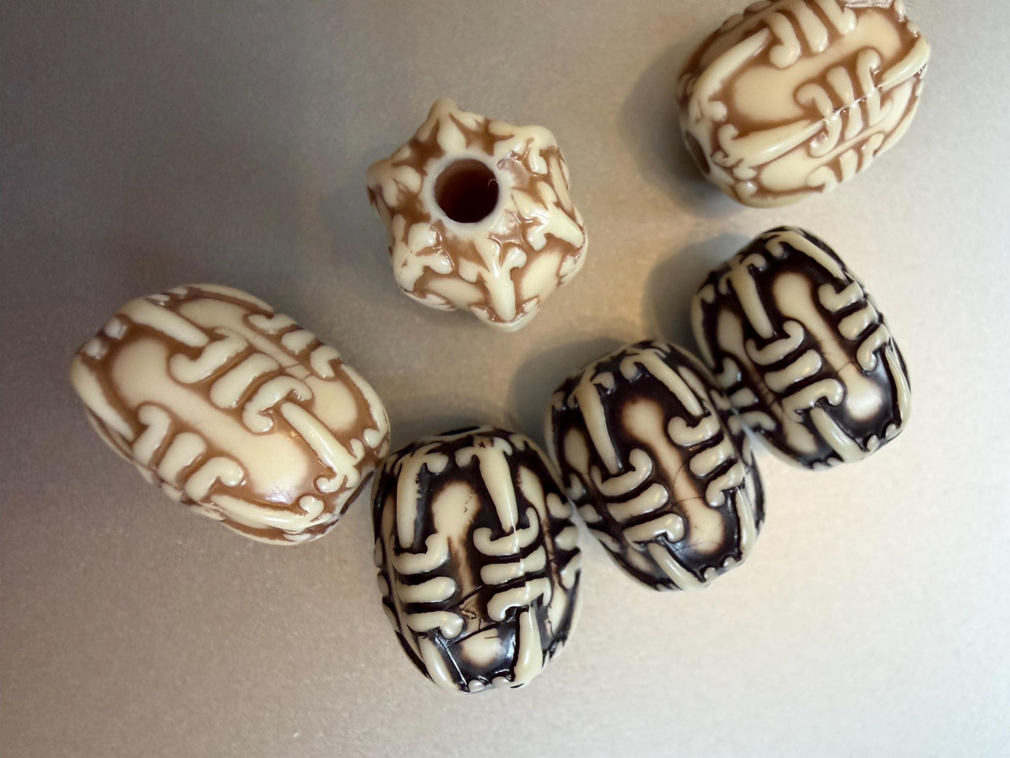 Beads, Wood effect beads, Mock wood beads
