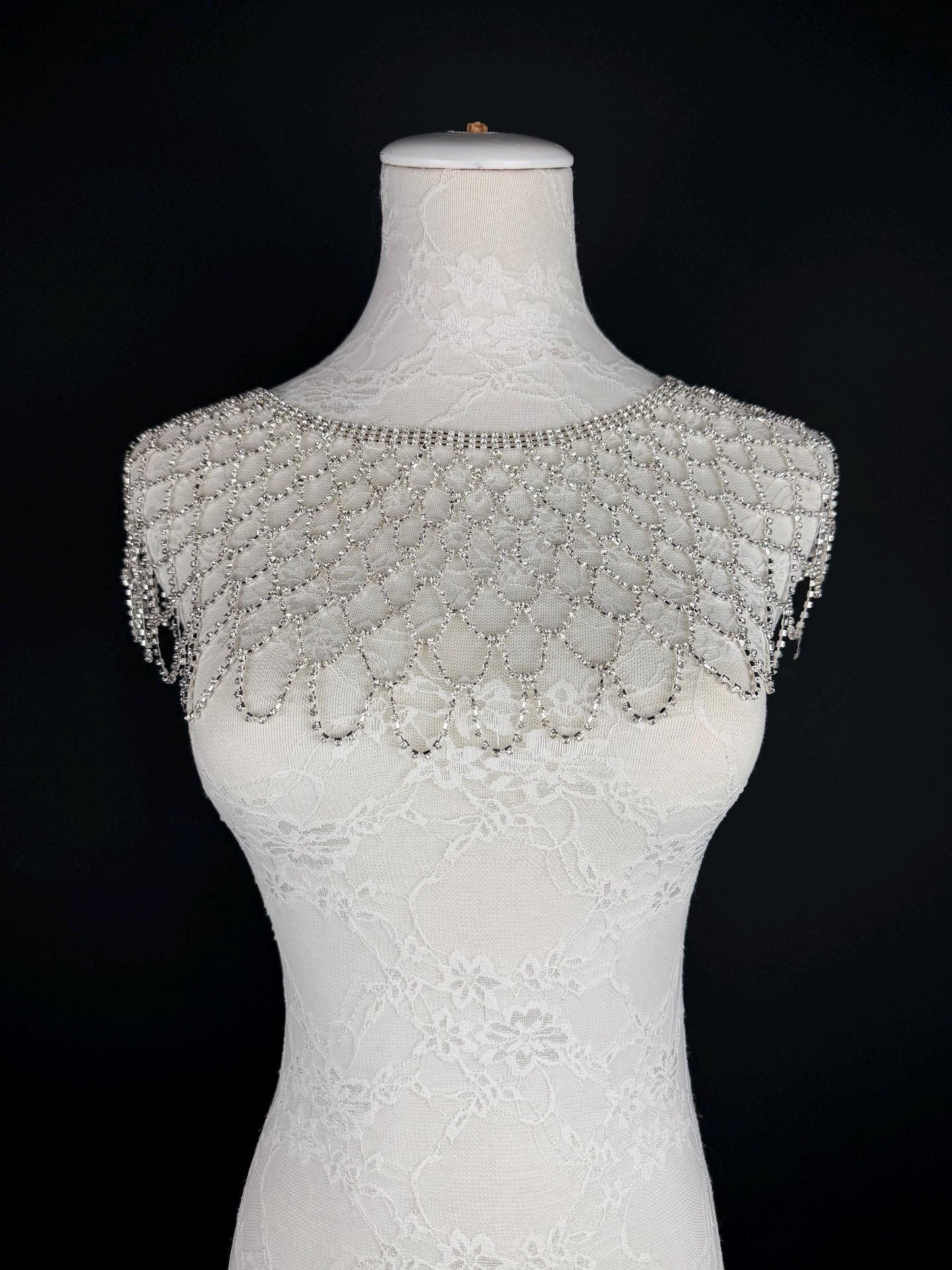 Shoulder Body Jewelery, Rhinestine Diamanté, Silver