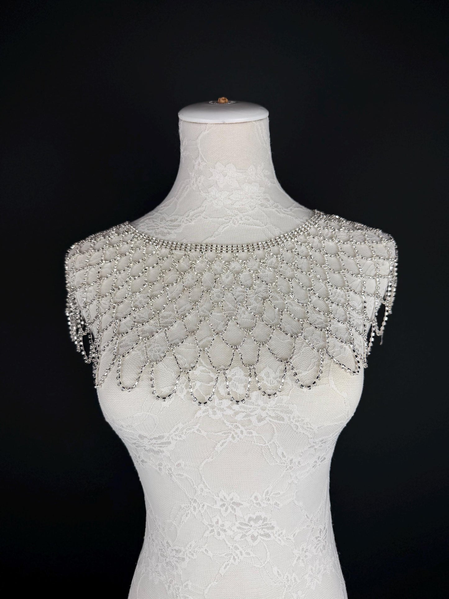 Shoulder Body Jewelery, Rhinestine Diamanté, Silver