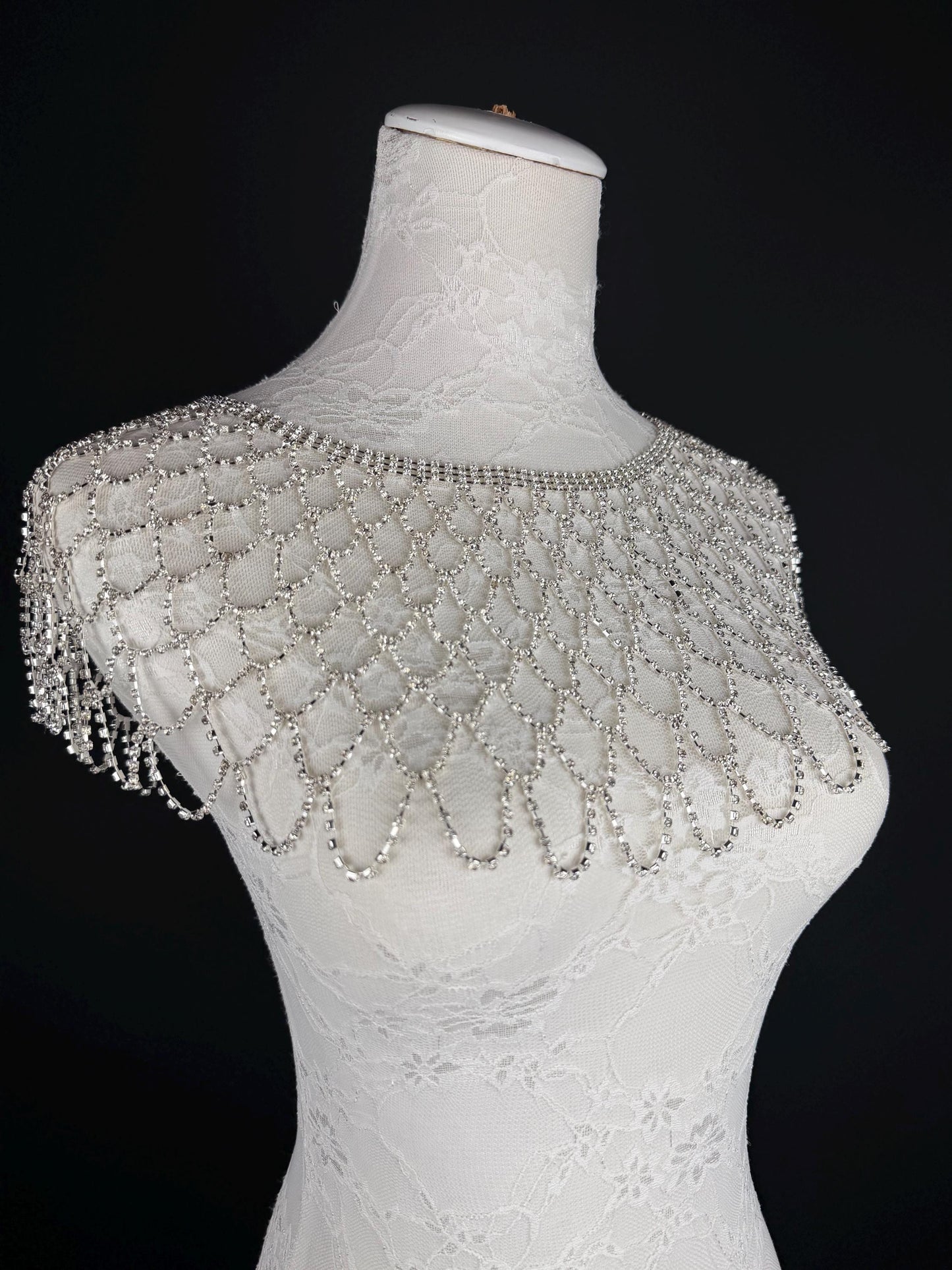 Shoulder Body Jewelery, Rhinestine Diamanté, Silver
