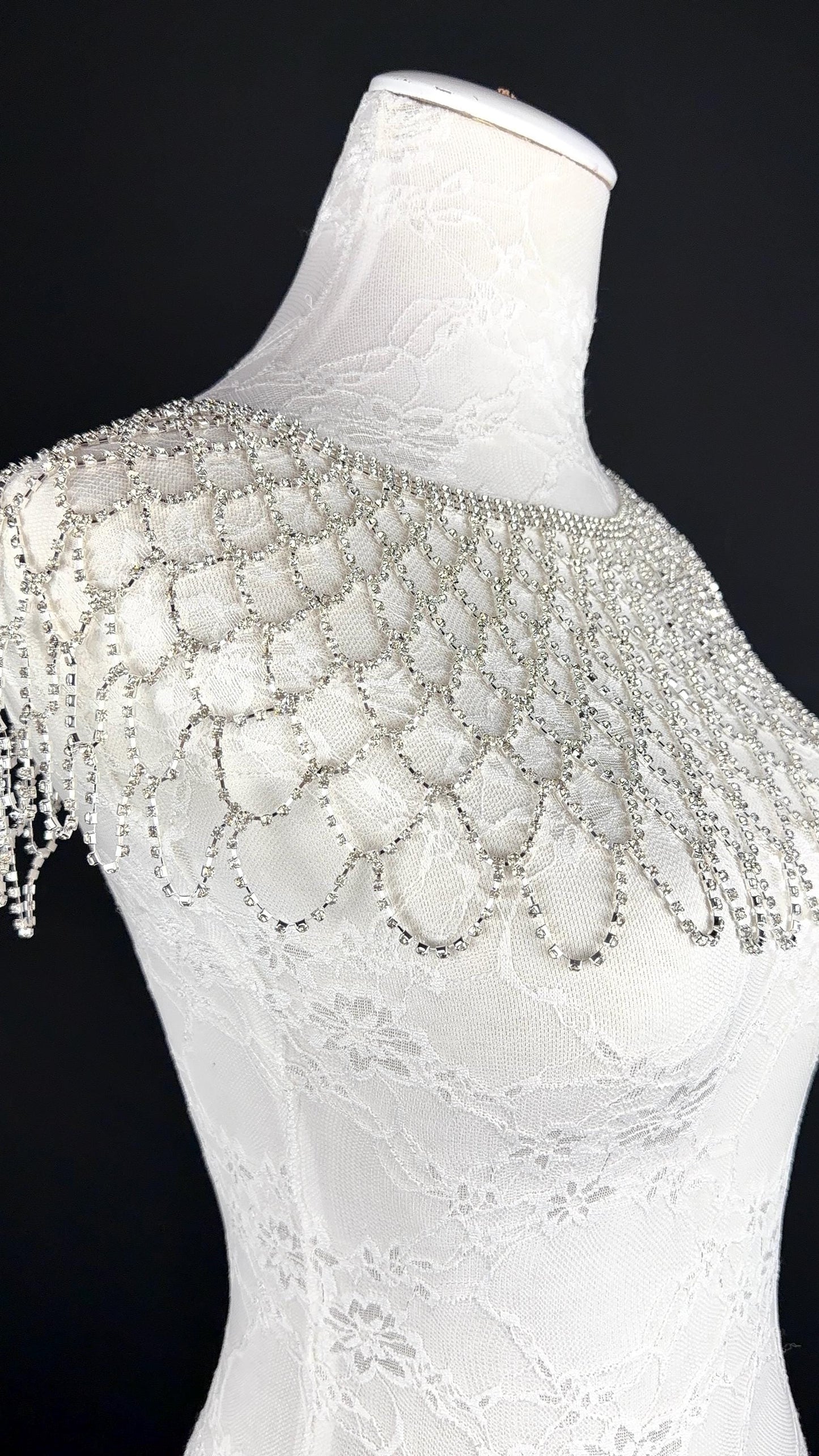 Shoulder Body Jewelery, Rhinestine Diamanté, Silver