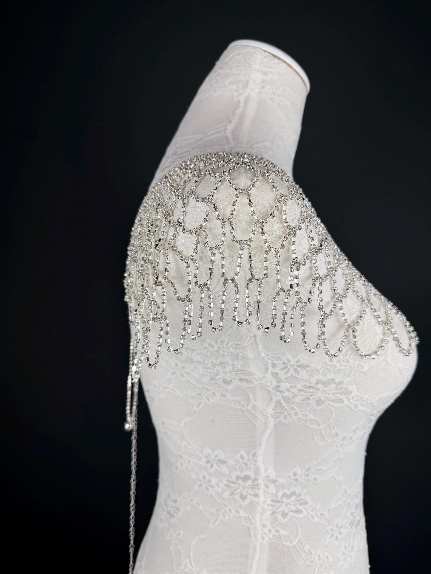 Shoulder Body Jewelery, Rhinestine Diamanté, Silver