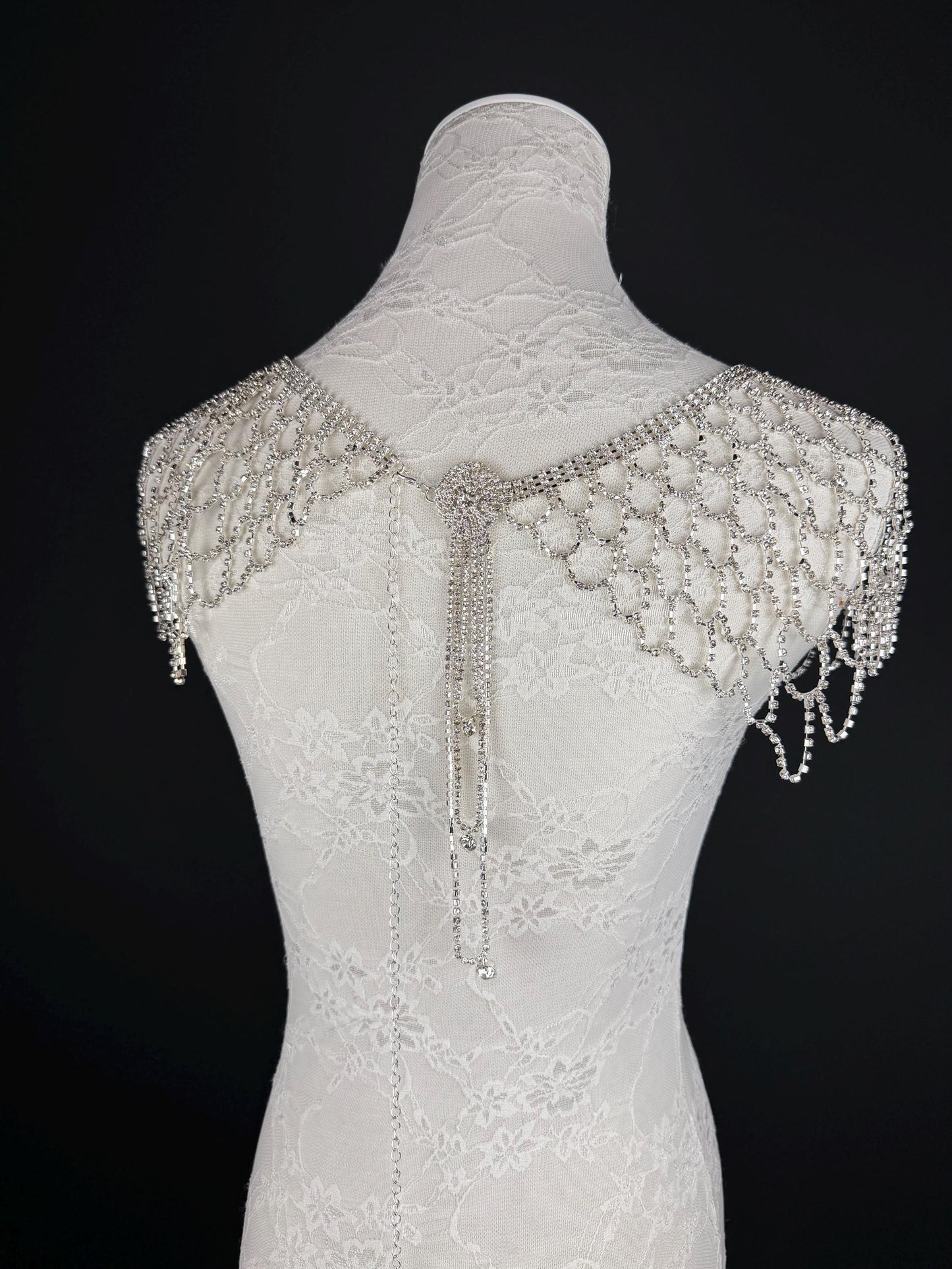 Shoulder Body Jewelery, Rhinestine Diamanté, Silver