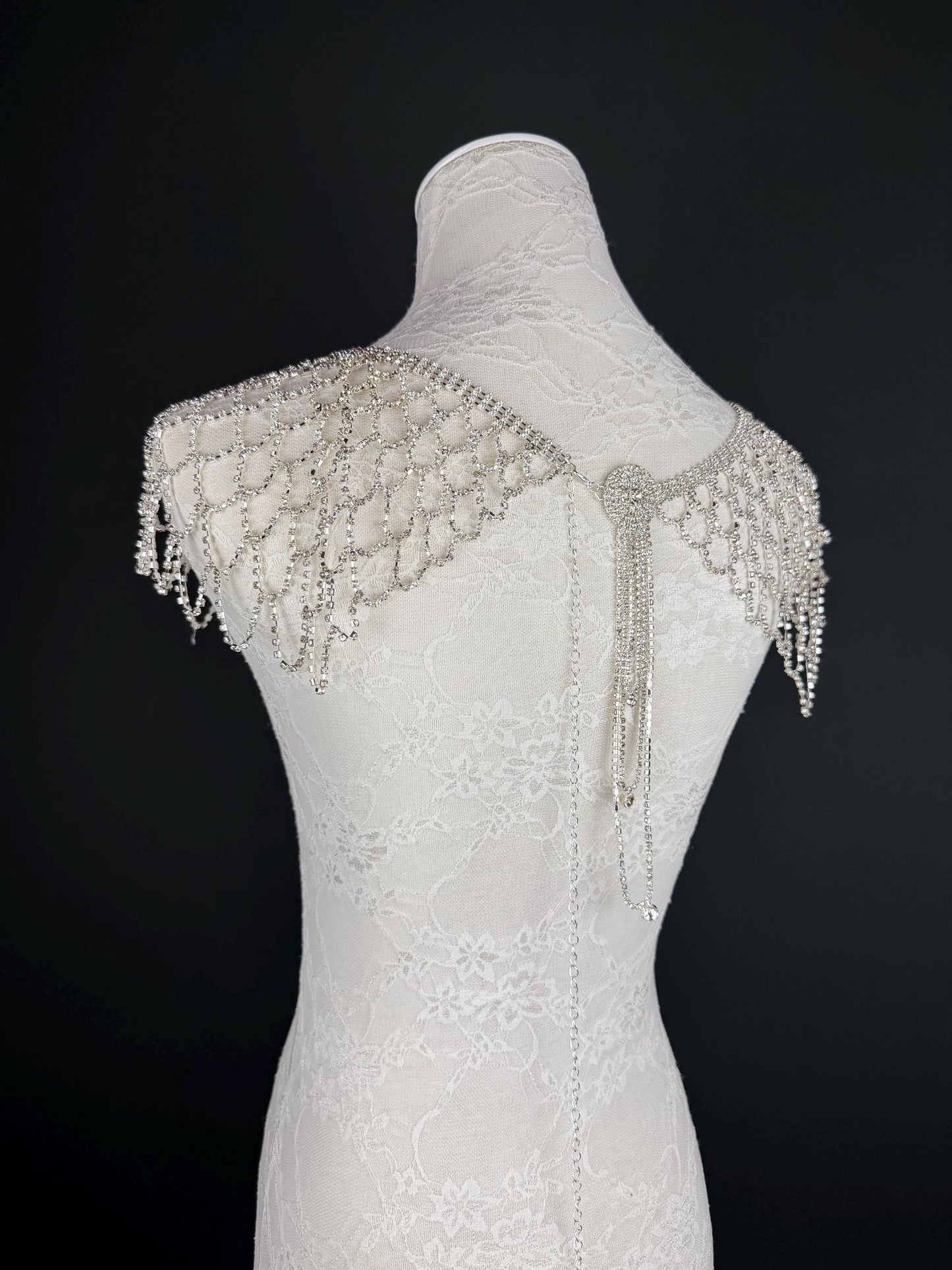 Shoulder Body Jewelery, Rhinestine Diamanté, Silver