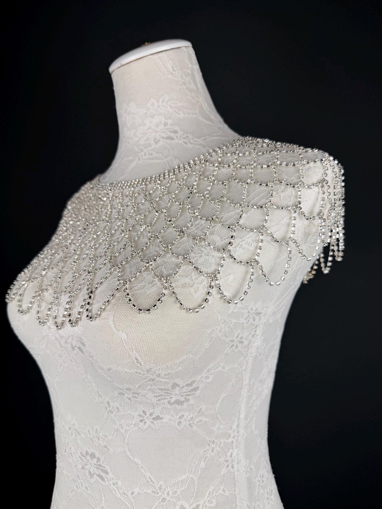 Shoulder Body Jewelery, Rhinestine Diamanté, Silver