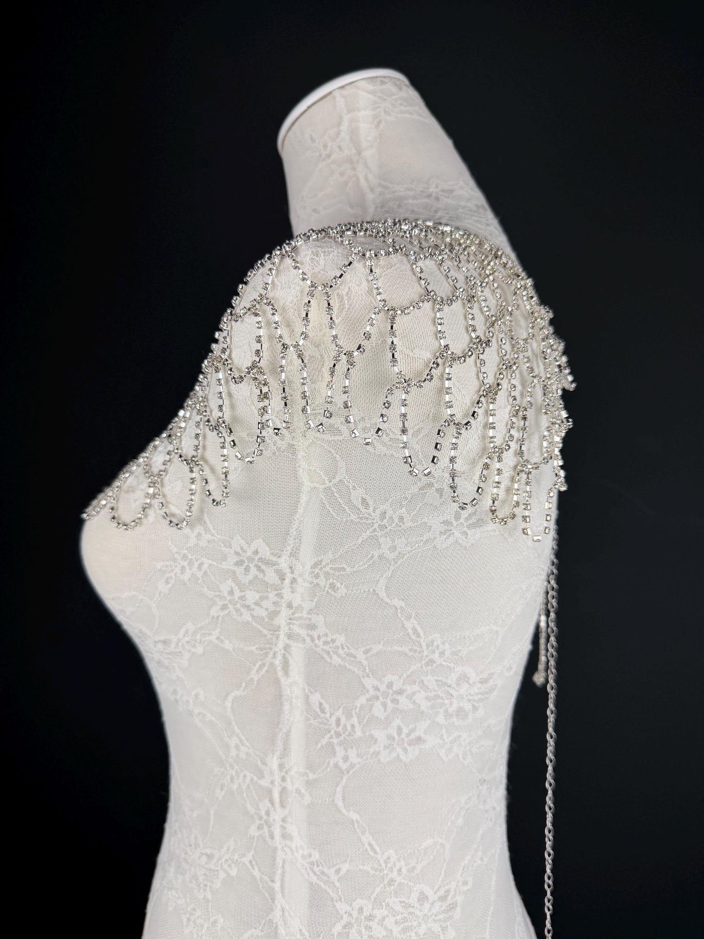 Shoulder Body Jewelery, Rhinestine Diamanté, Silver