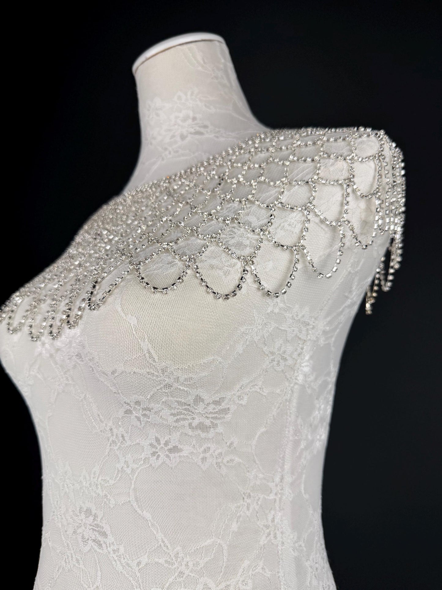 Shoulder Body Jewelery, Rhinestine Diamanté, Silver