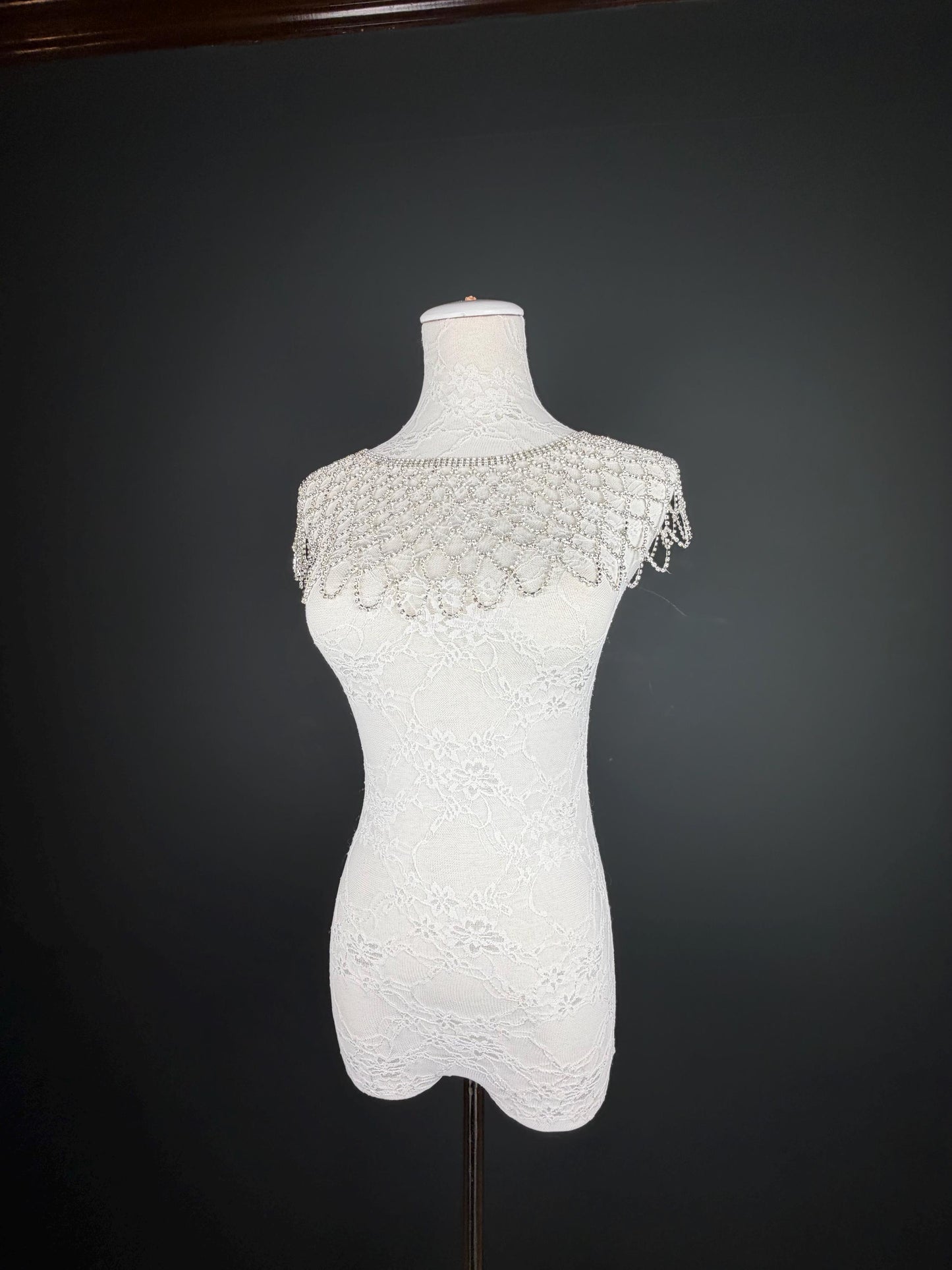 Shoulder Body Jewelery, Rhinestine Diamanté, Silver