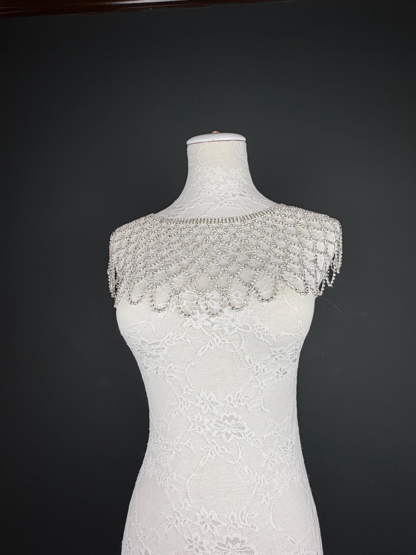 Shoulder Body Jewelery, Rhinestine Diamanté, Silver
