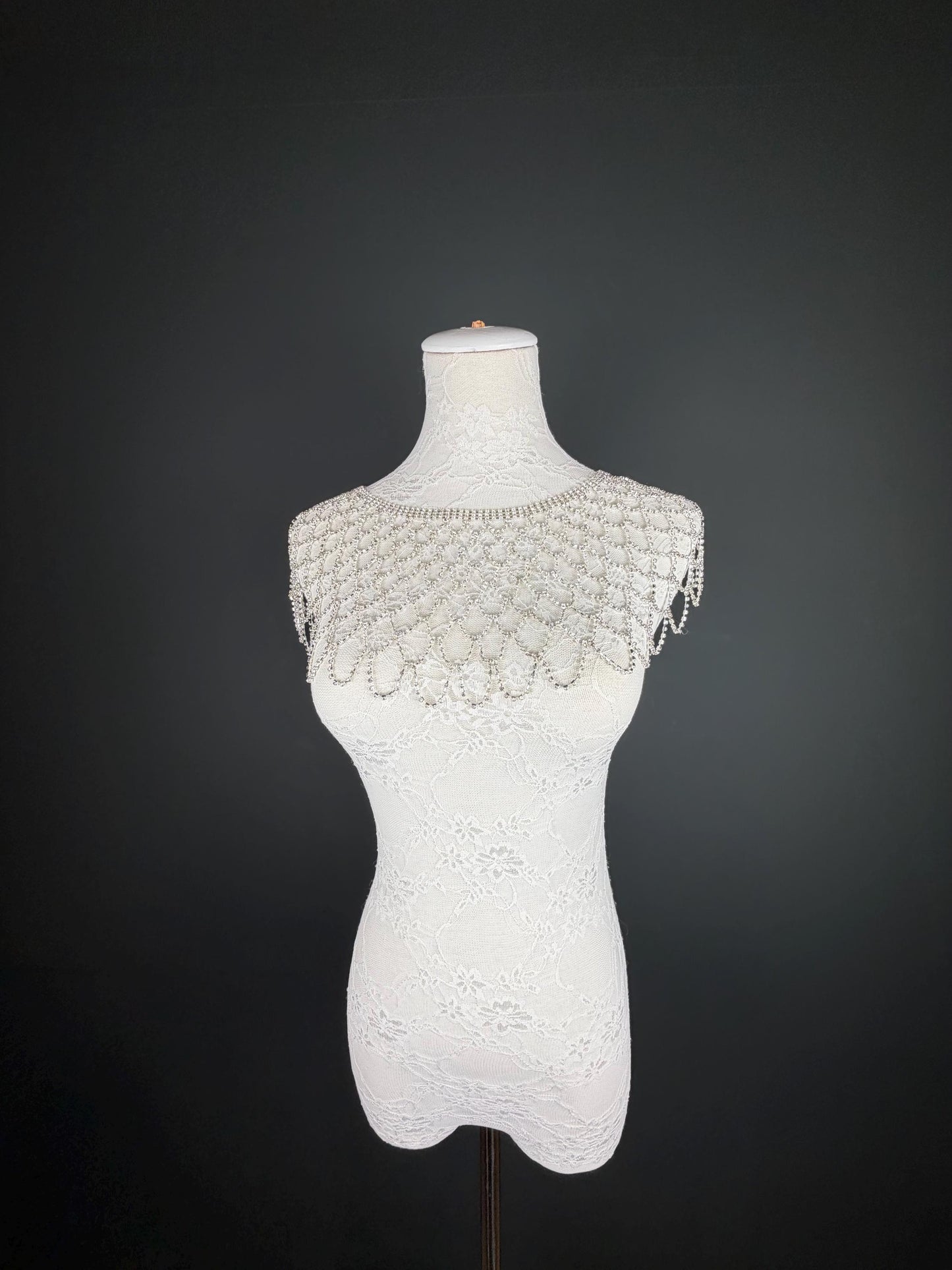 Shoulder Body Jewelery, Rhinestine Diamanté, Silver