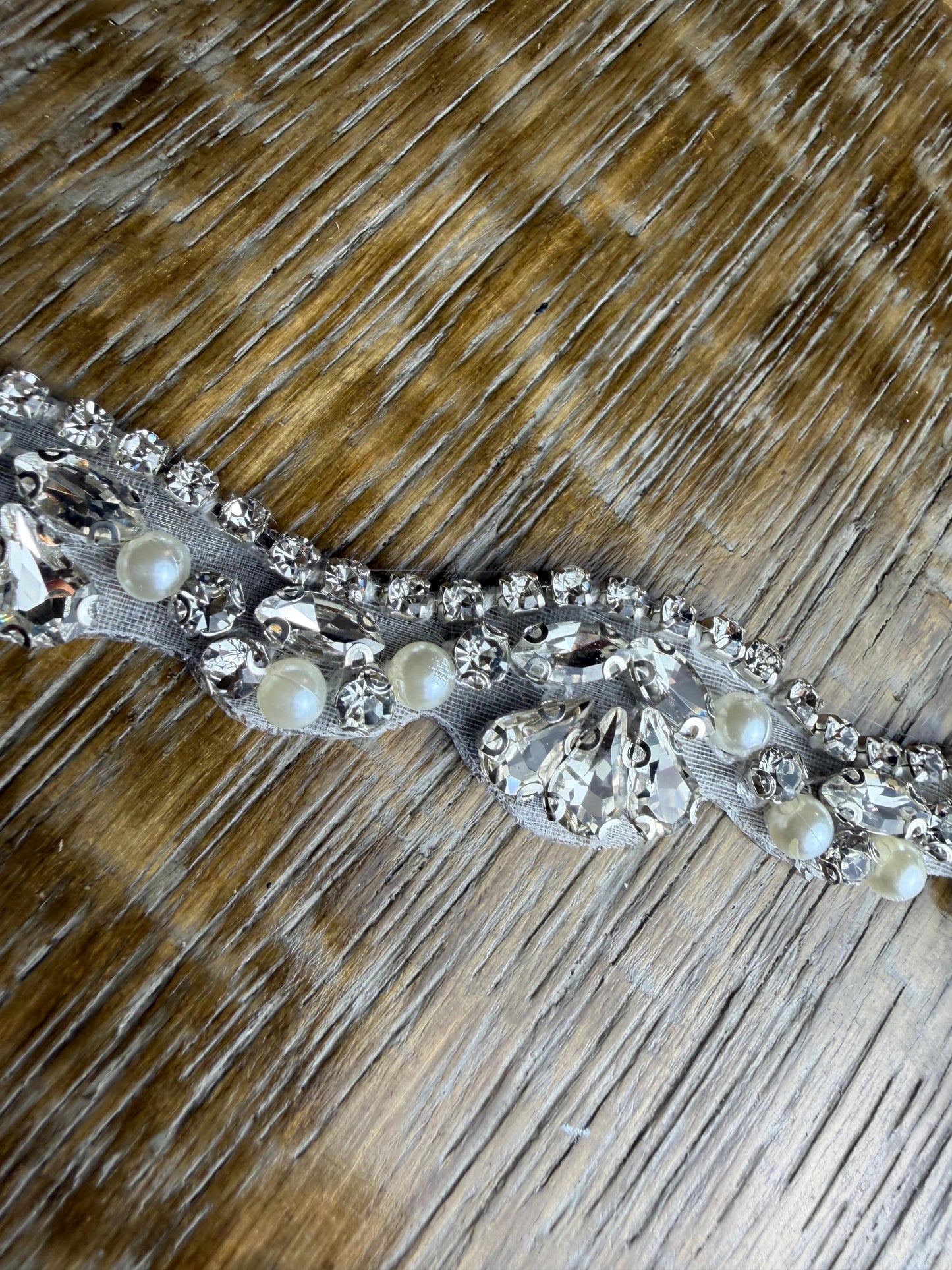 Rhinestone Pearl Choker Necklace, Silver Diamanté Fashion Accessory, Handmade UK
