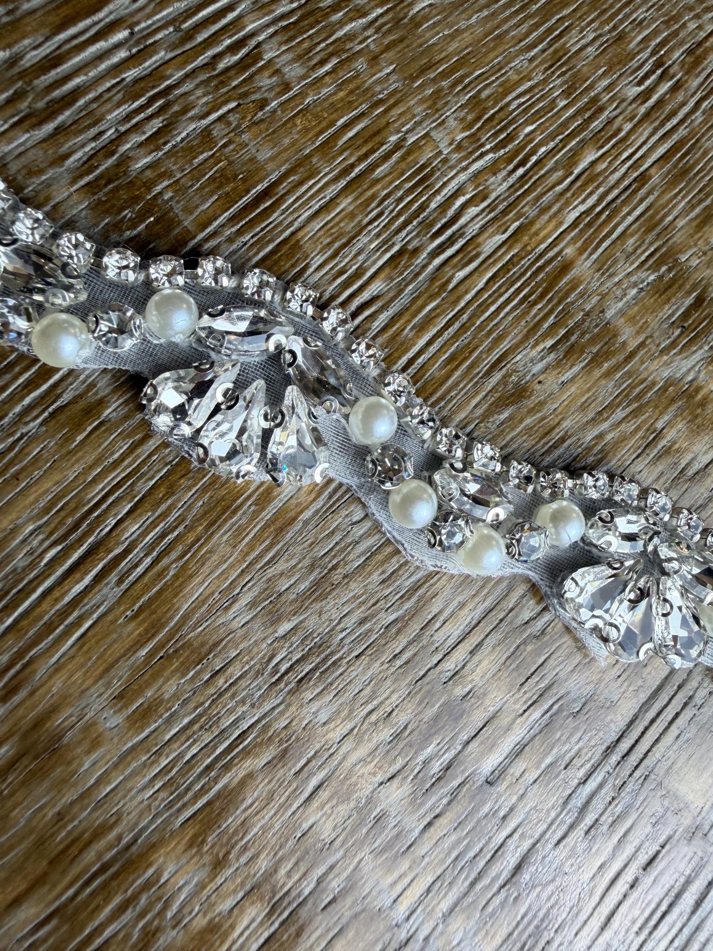 Rhinestone Pearl Choker Necklace, Silver Diamanté Fashion Accessory, Handmade UK