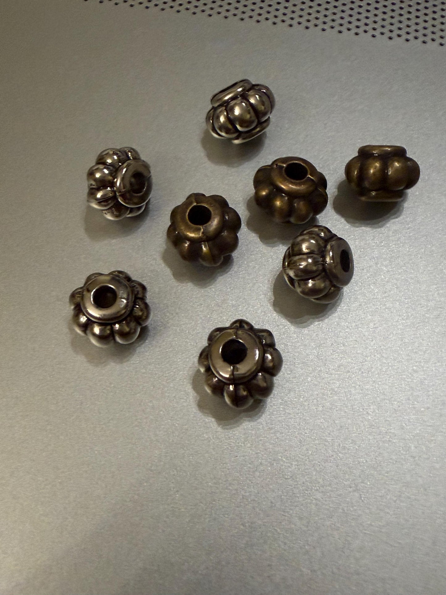Beads, Cord Ends, Silver, Antique Brass, Engraved, 10mm x 8mm, Bead Cord ends