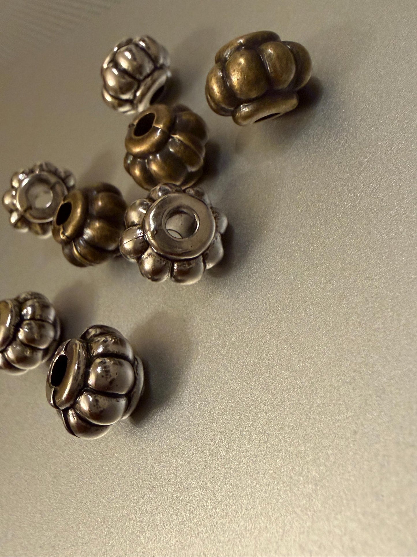 Beads, Cord Ends, Silver, Antique Brass, Engraved, 10mm x 8mm, Bead Cord ends