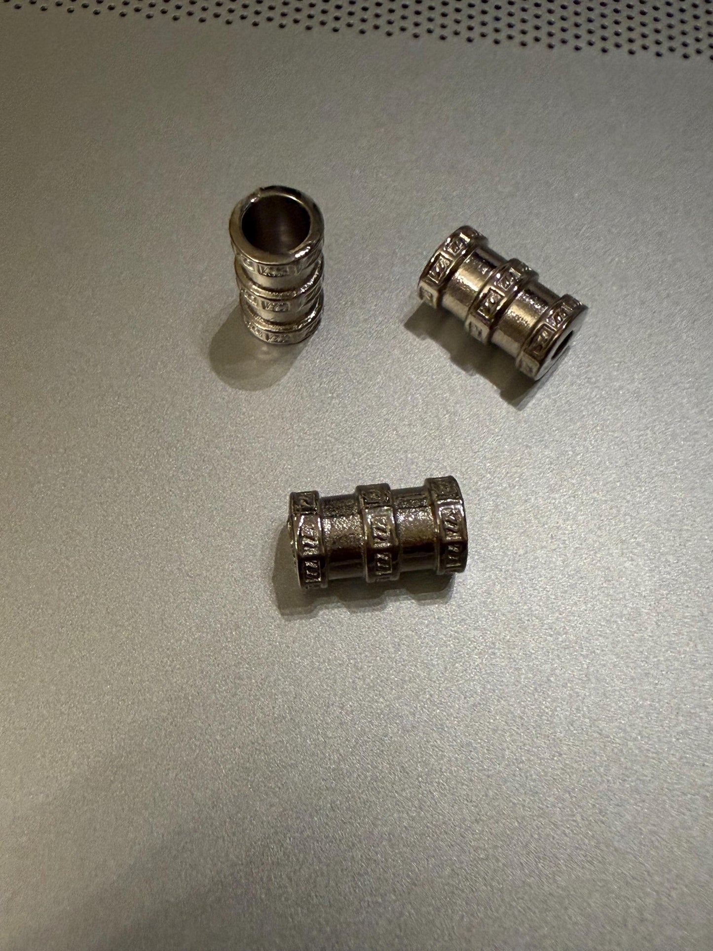 Metal Beads, Cord Ends, Silver Solid Metal, Engraved, 16mm x 10mm, Bead Cord ends