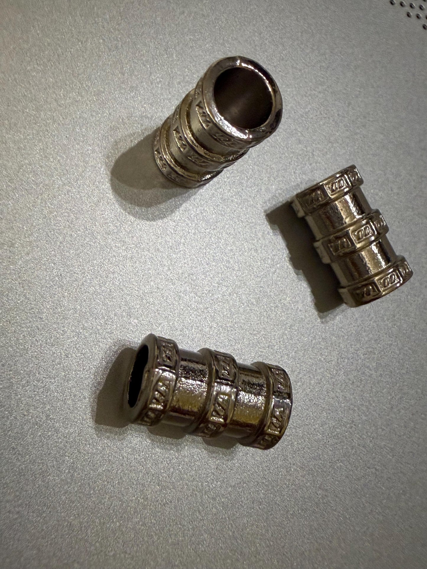 Metal Beads, Cord Ends, Silver Solid Metal, Engraved, 16mm x 10mm, Bead Cord ends