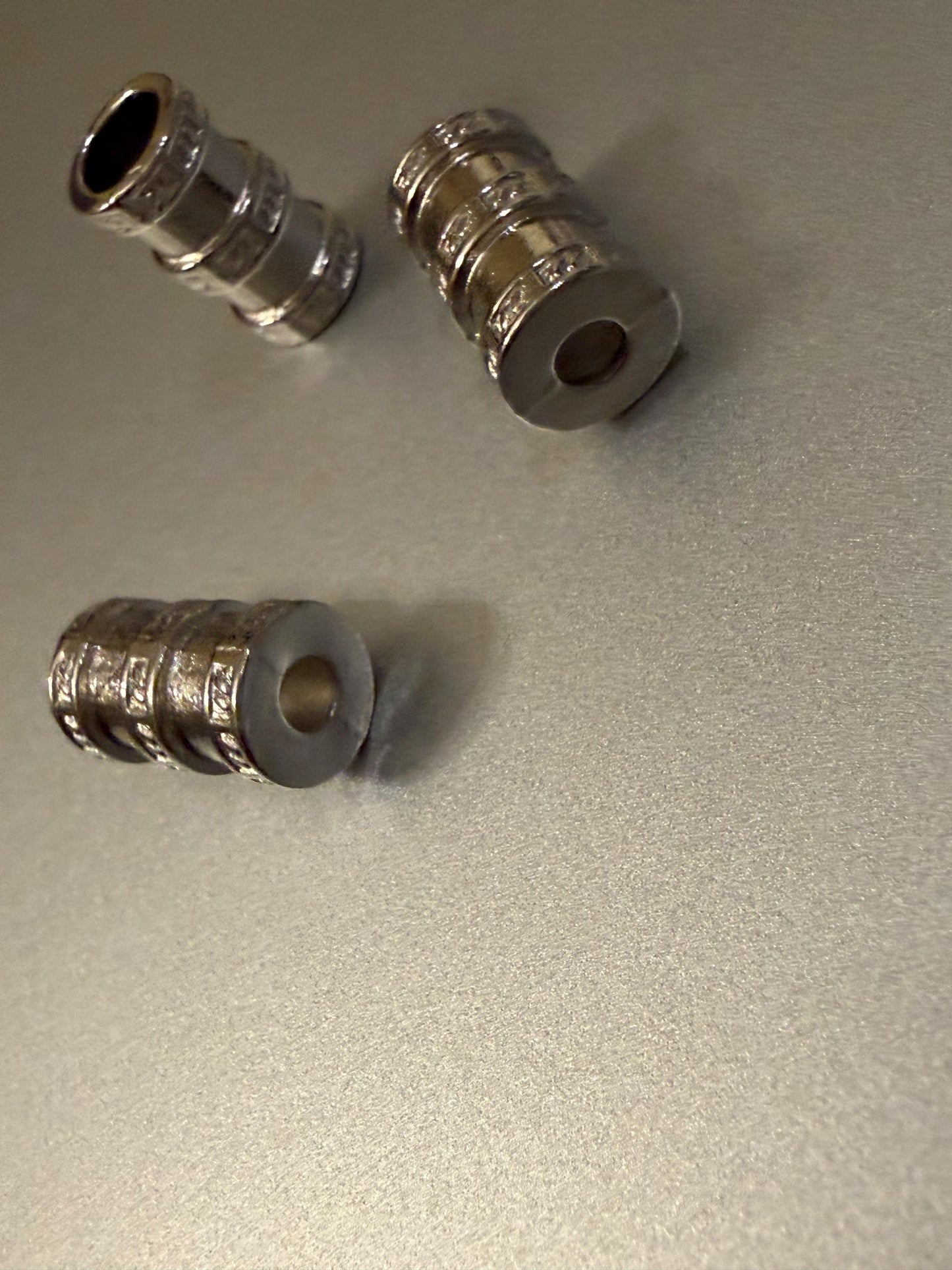 Metal Beads, Cord Ends, Silver Solid Metal, Engraved, 16mm x 10mm, Bead Cord ends